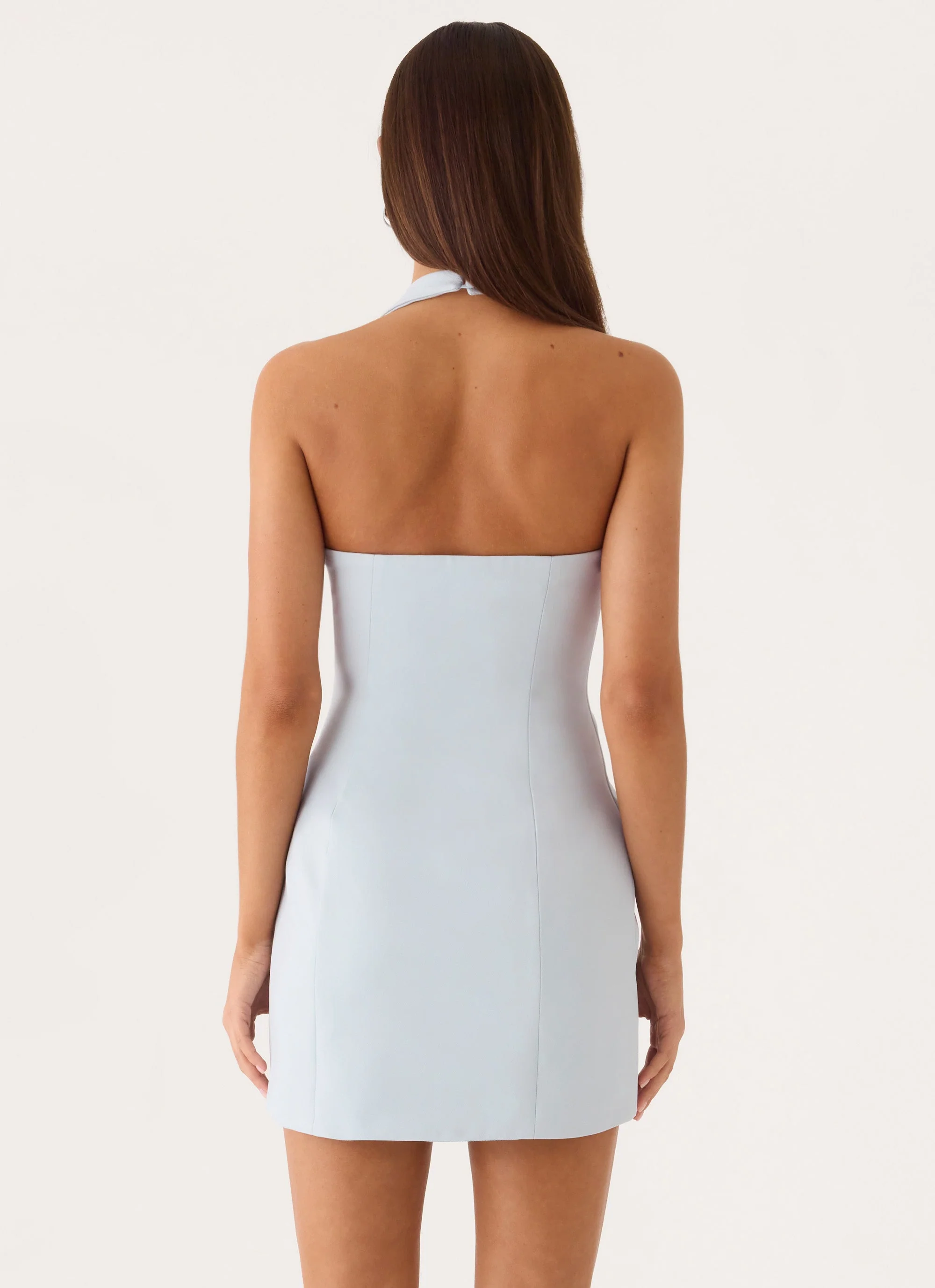 Indira Halter Mini Dress - Blue - luluinthesky