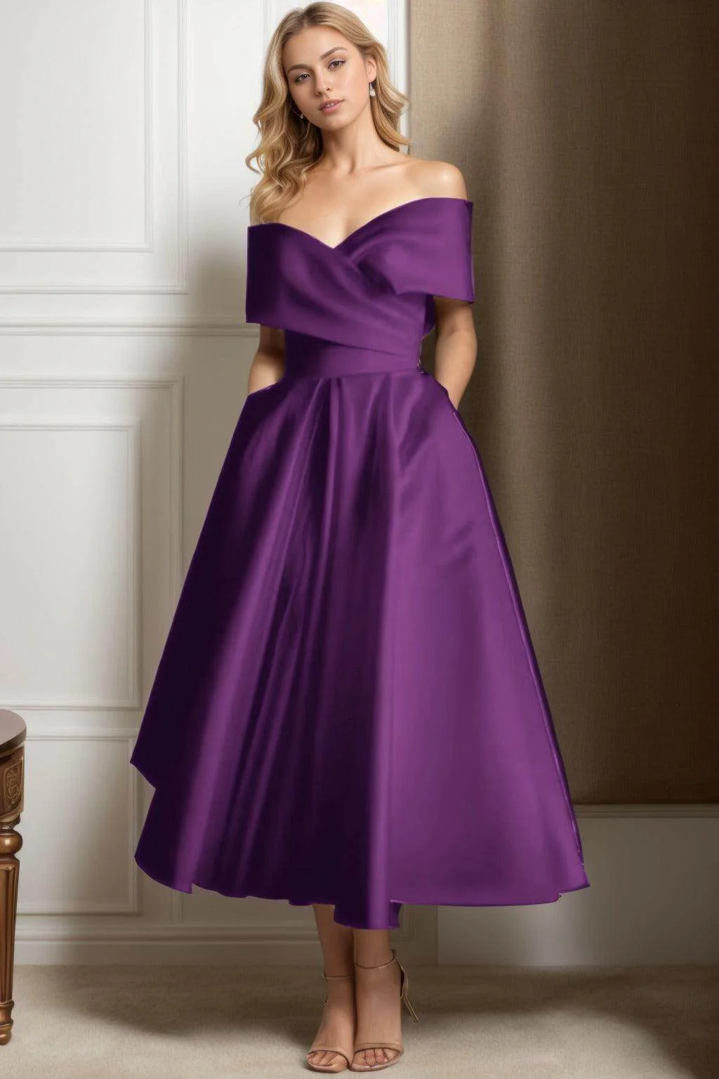 A-Line Ankle Length Satin Graduation Dresses CS0564