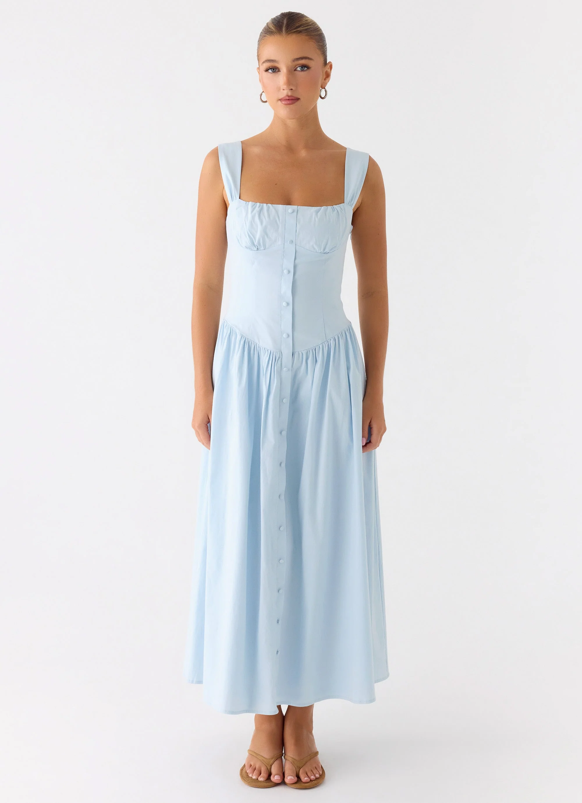 Emmalina Midi Dress - Blue - luluinthesky