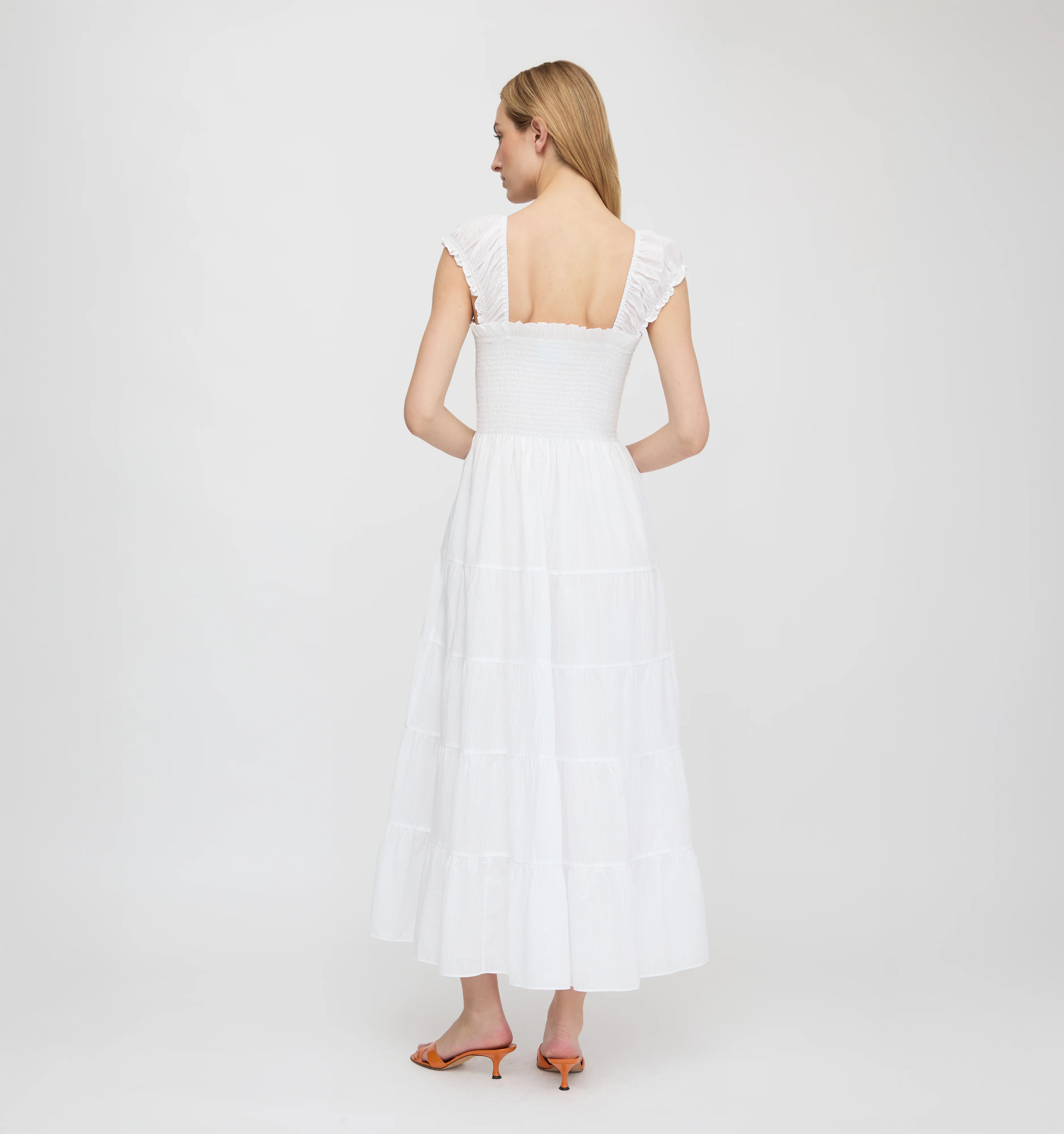 The Stella Nap Dress - White Shadow Stripe