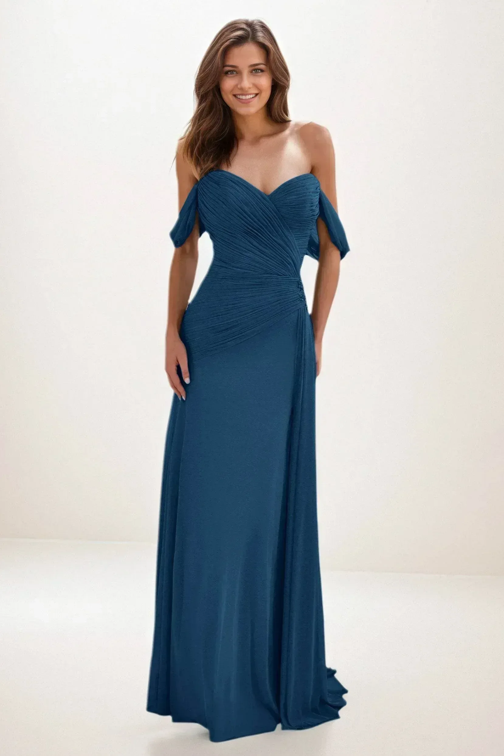 Sheath-Column Maxi Chiffon Wedding Guest Dress CG0288