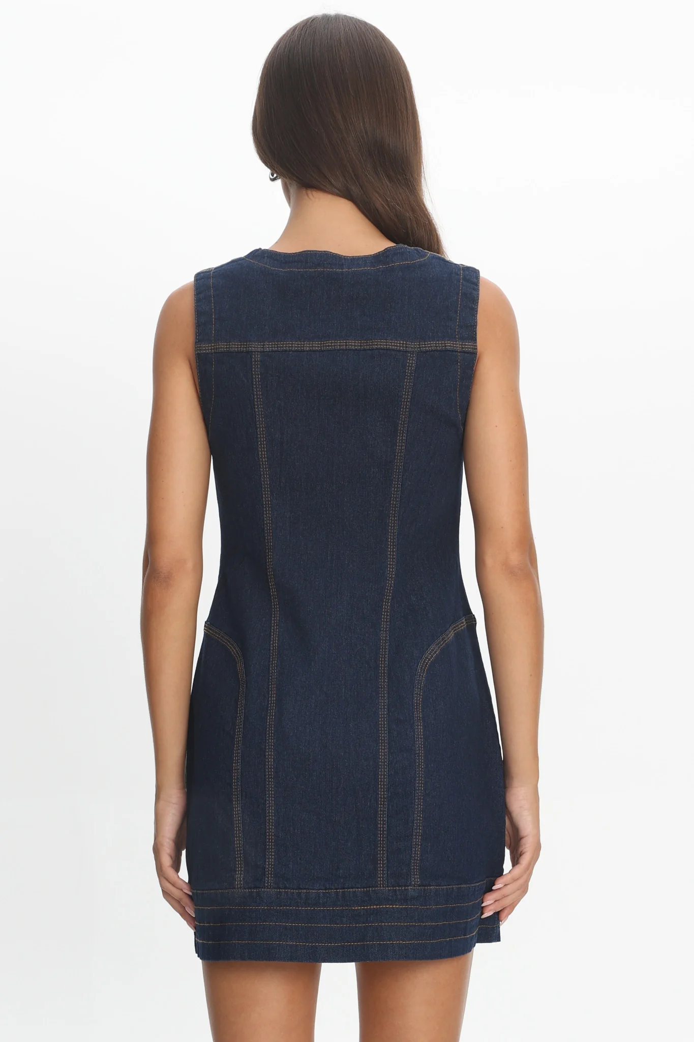 She's From Texas Zipper Front Mini Dress Indigo