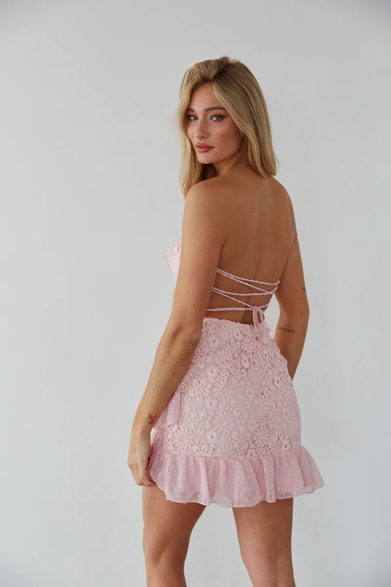 Cece Lace Tie Back Mini Dress