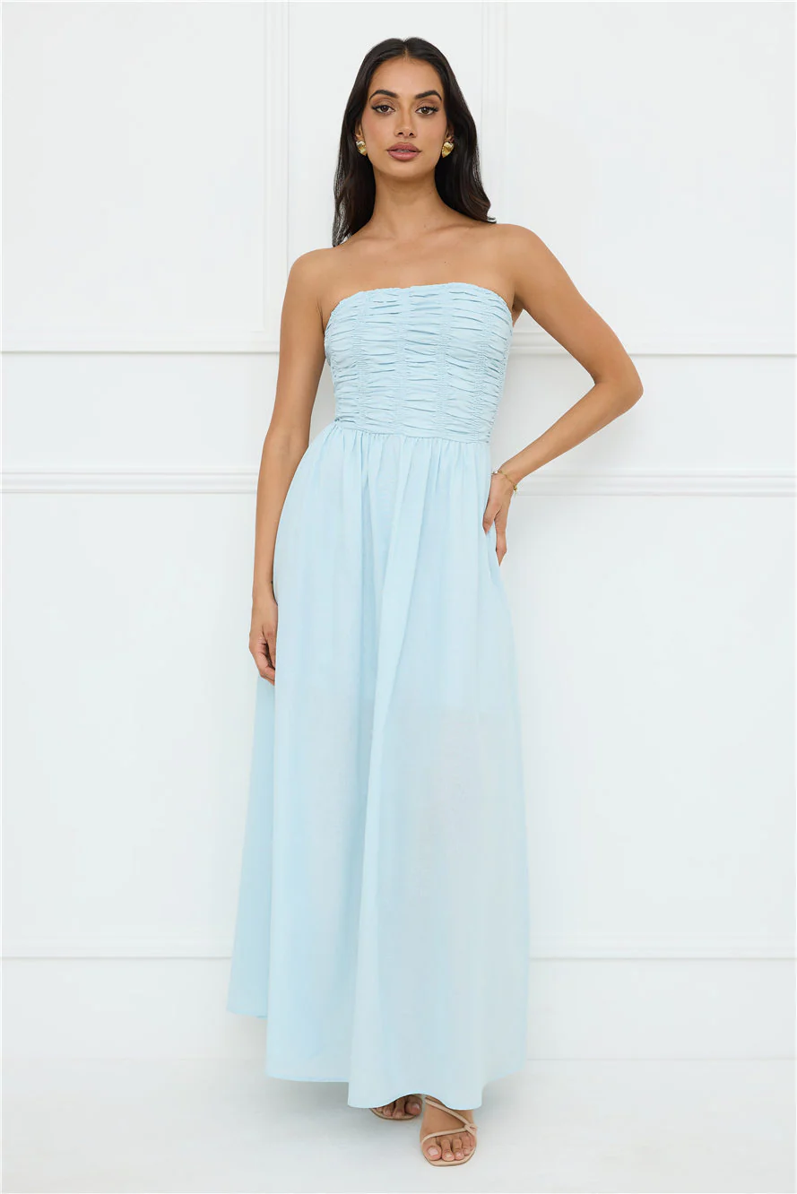 Luciana Strapless Maxi Dress Blue