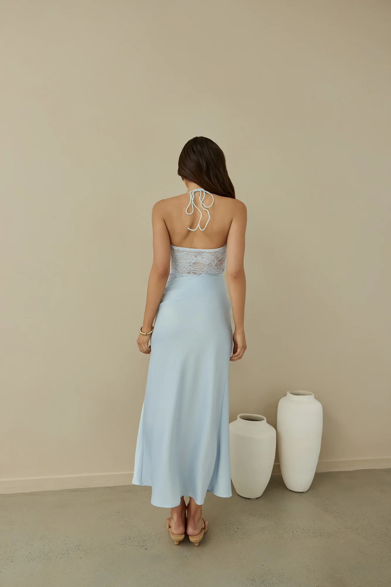 Dreamdays Halter Lace Maxi Dress Blue