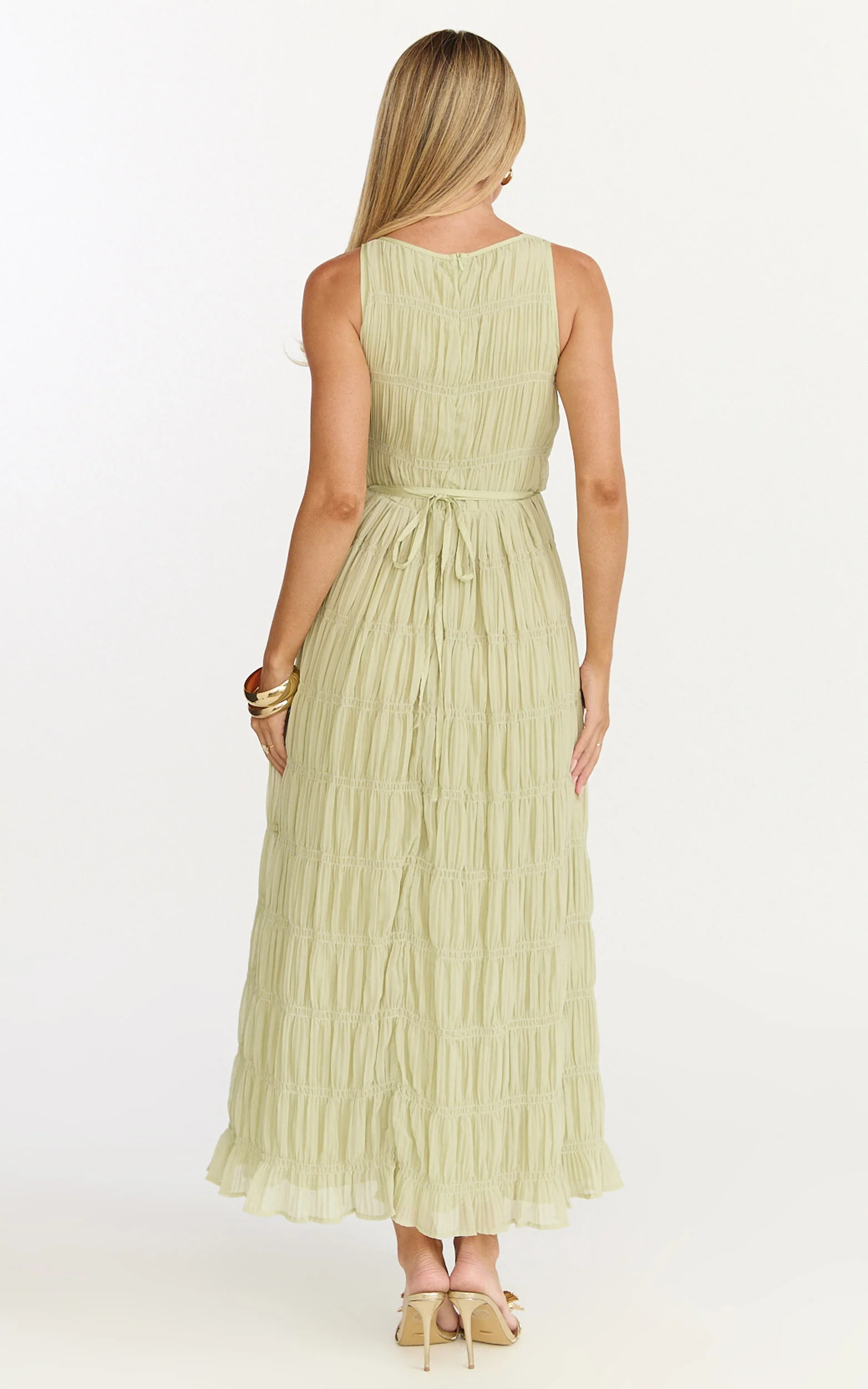 Paloma Maxi Dress - Ruched Shift Dress in Sage