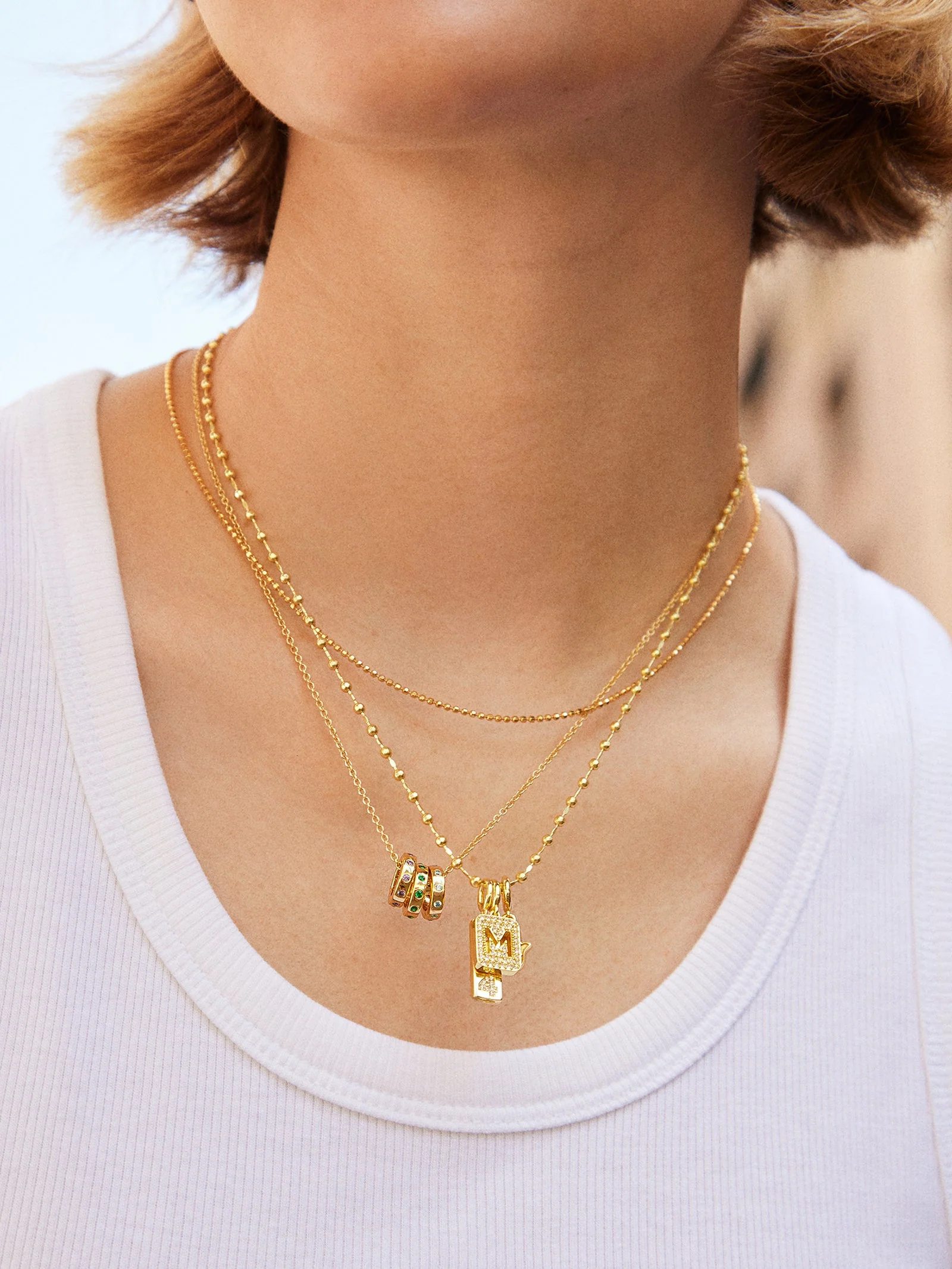 14K Gold Birthstone Charm Necklace - Gold