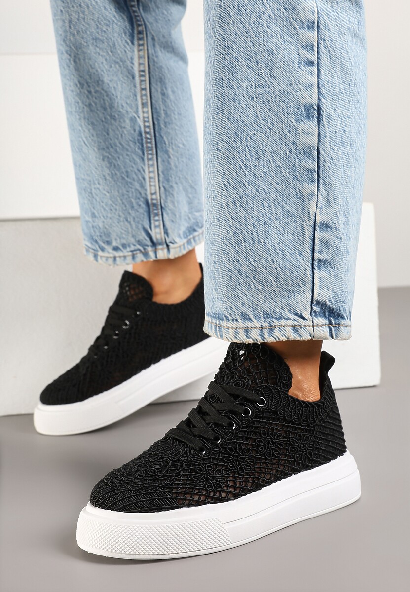 Beżowe Siateczkowe Sneakersy Typu Tenisówki Sunalie