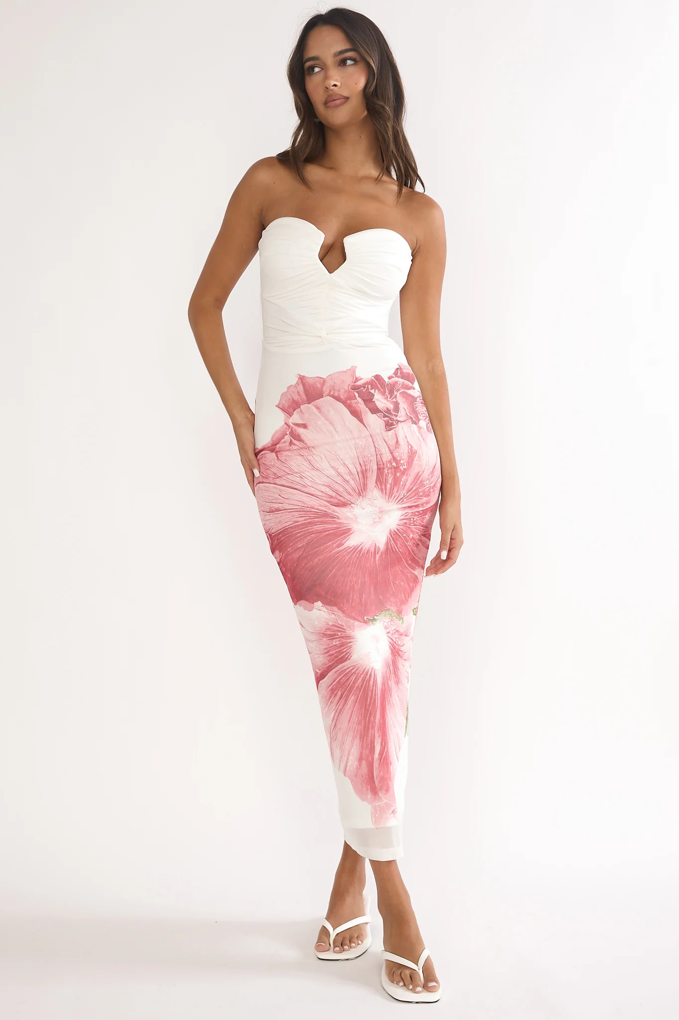 Lahita Strapless Midi Dress Hibiscus Fuchsia