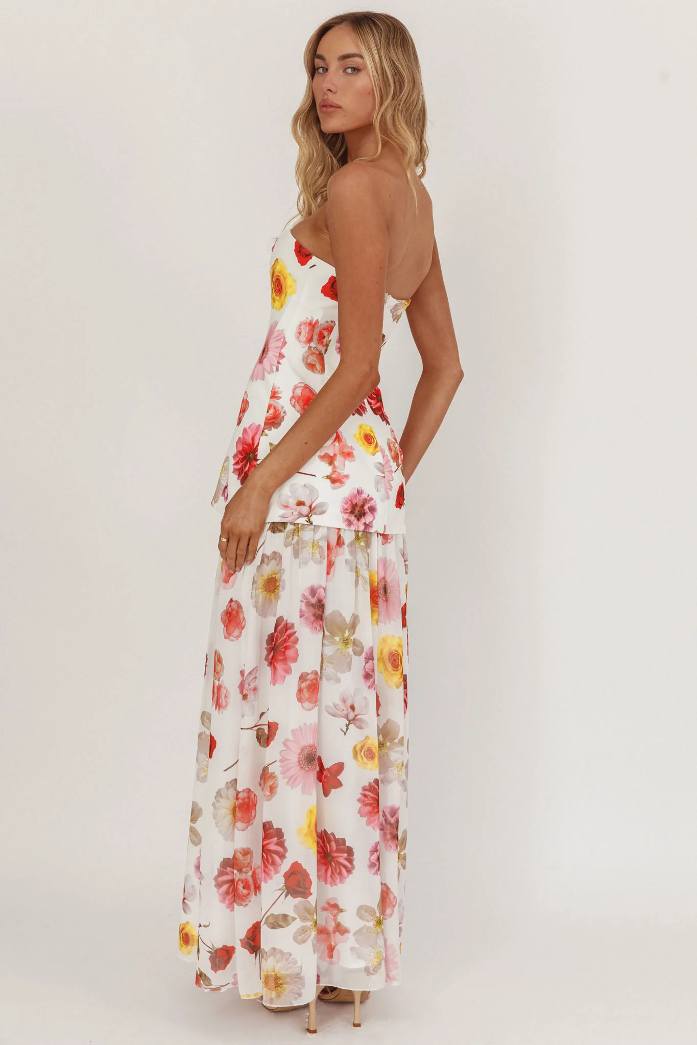 Wilma Flowy Hem Strapless Maxi Dress Floral