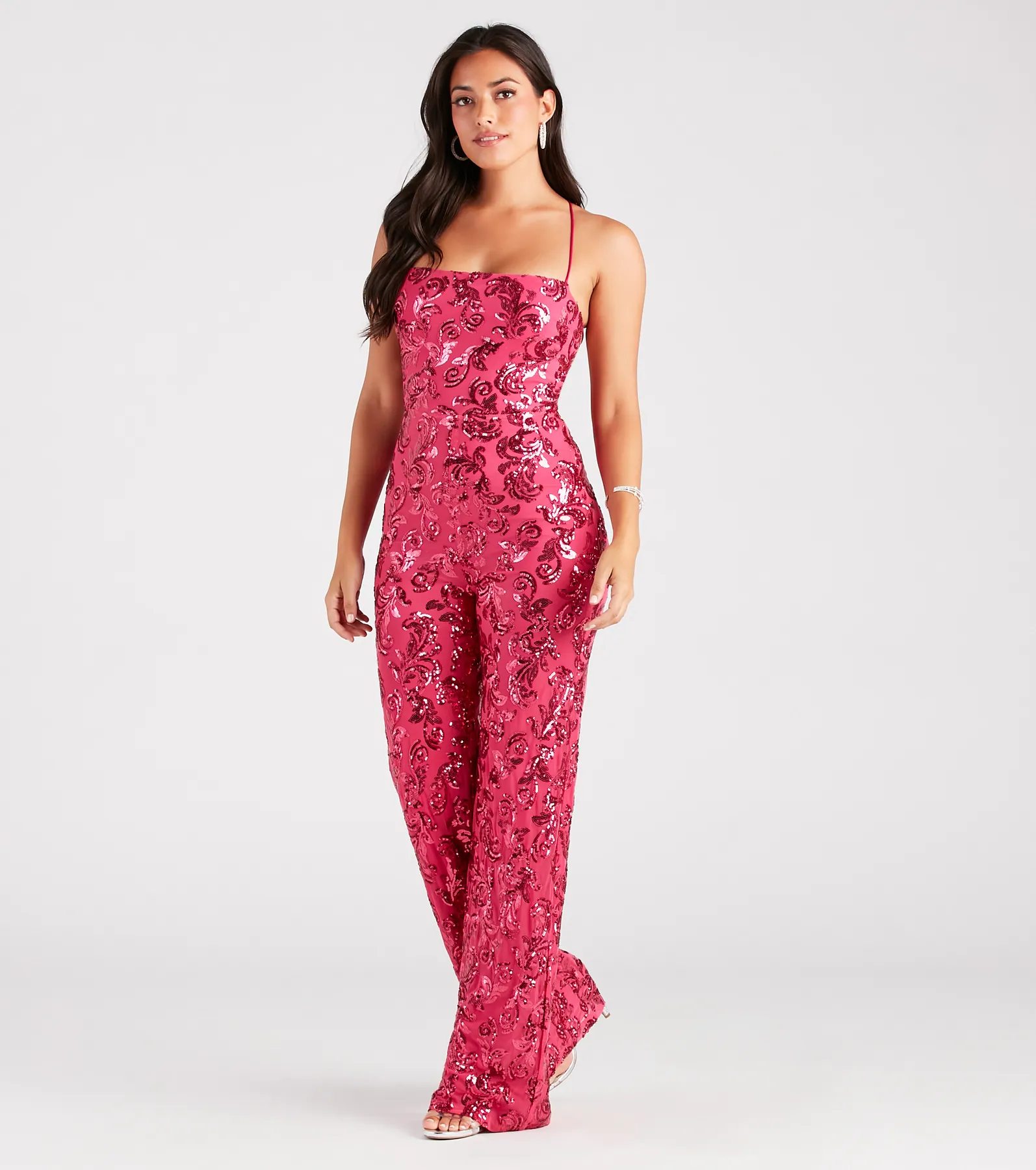 Radiate In Sequins Lace-Up Jumpsuit