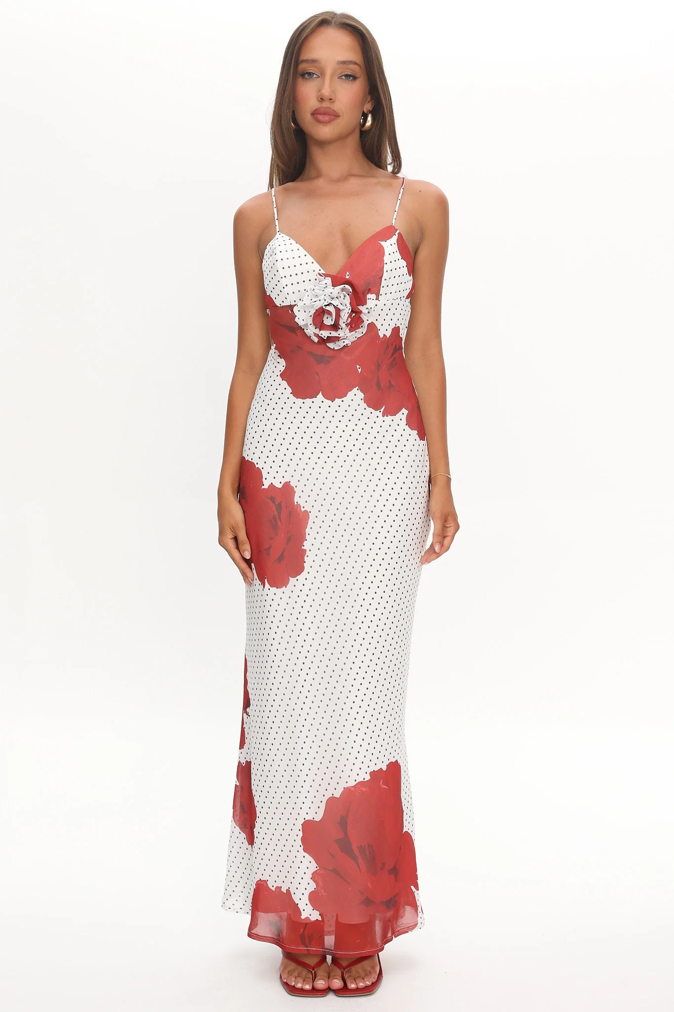 High Roller Rosette Maxi Dress Print White