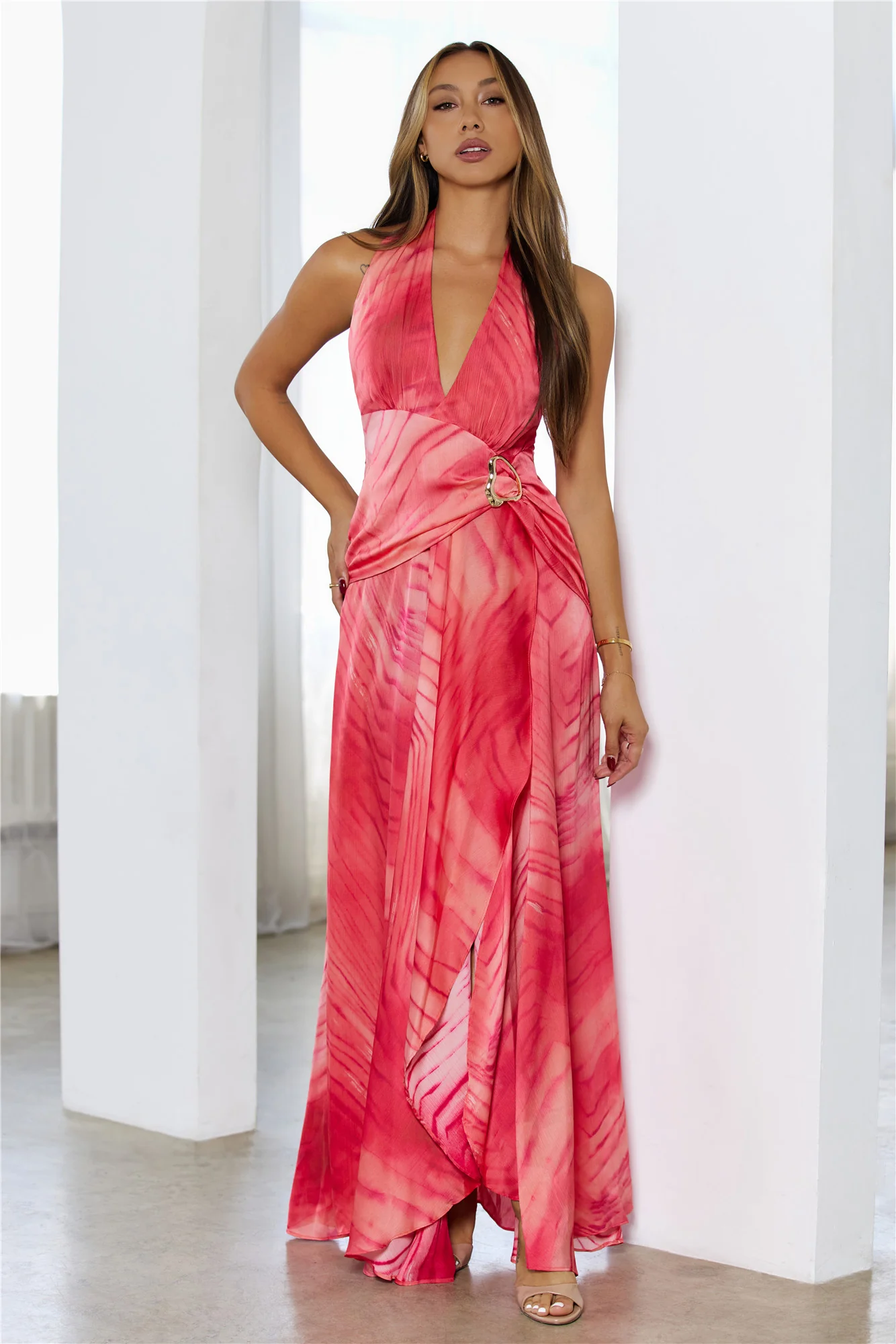 Style Influence Halter Maxi Dress Red