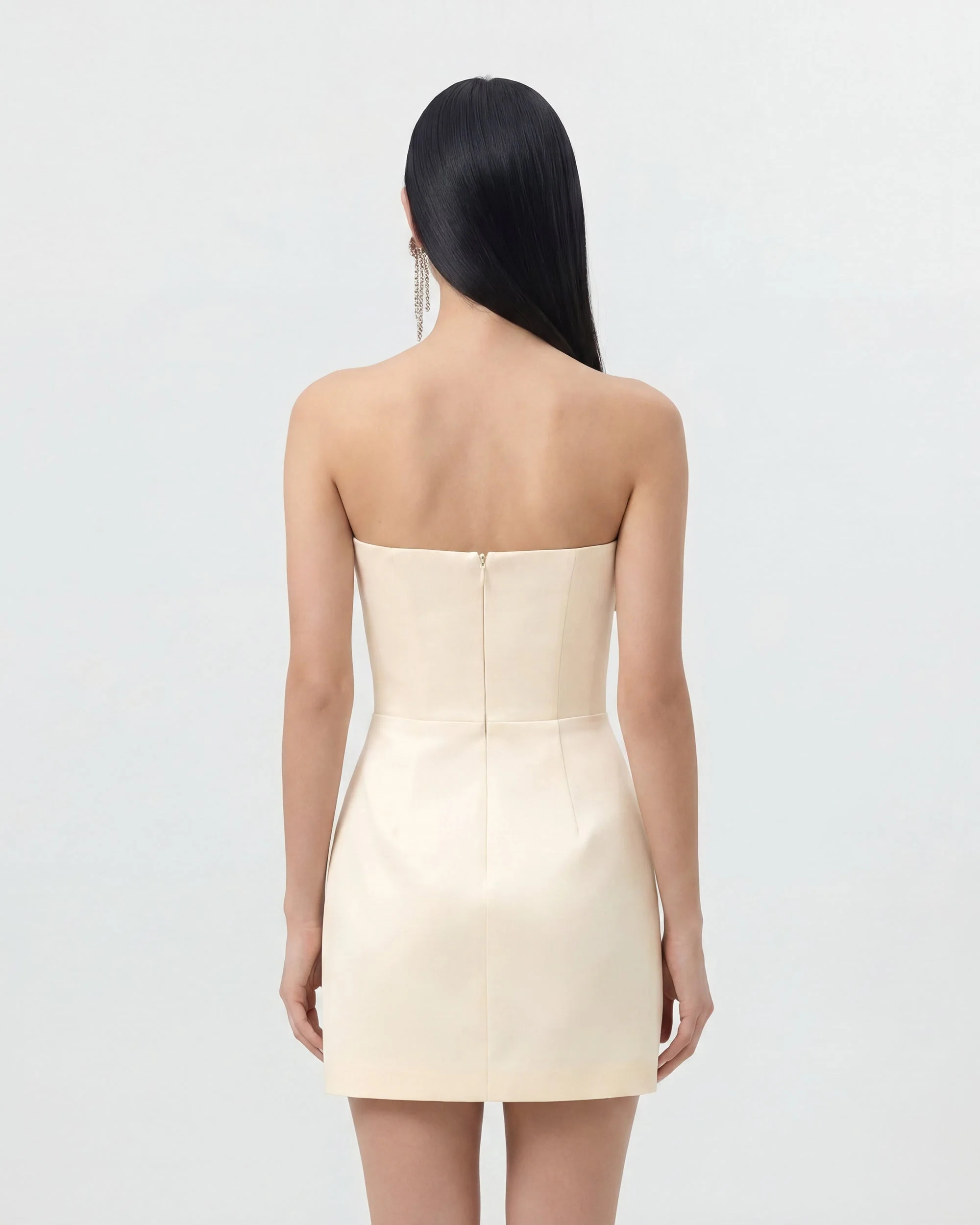 Slipper Orchid Appliqué Mini Dress - Ivory/Blue