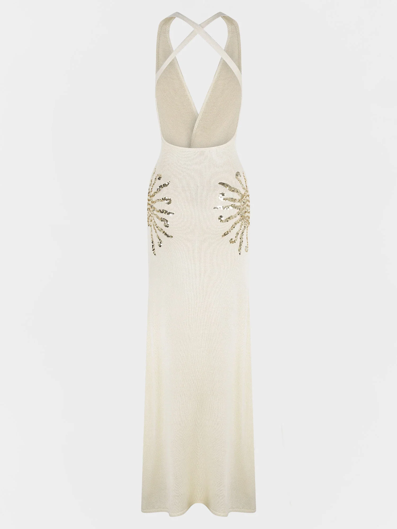 Sequin Embellished Knit Maxi Dress