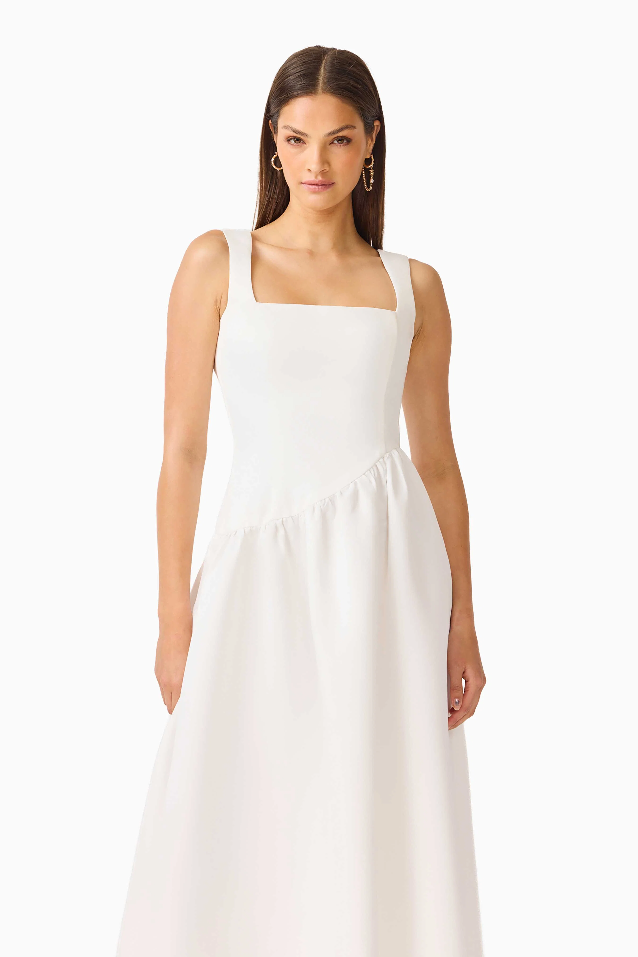 Ruelle A-Line Maxi Dress in Pearl White