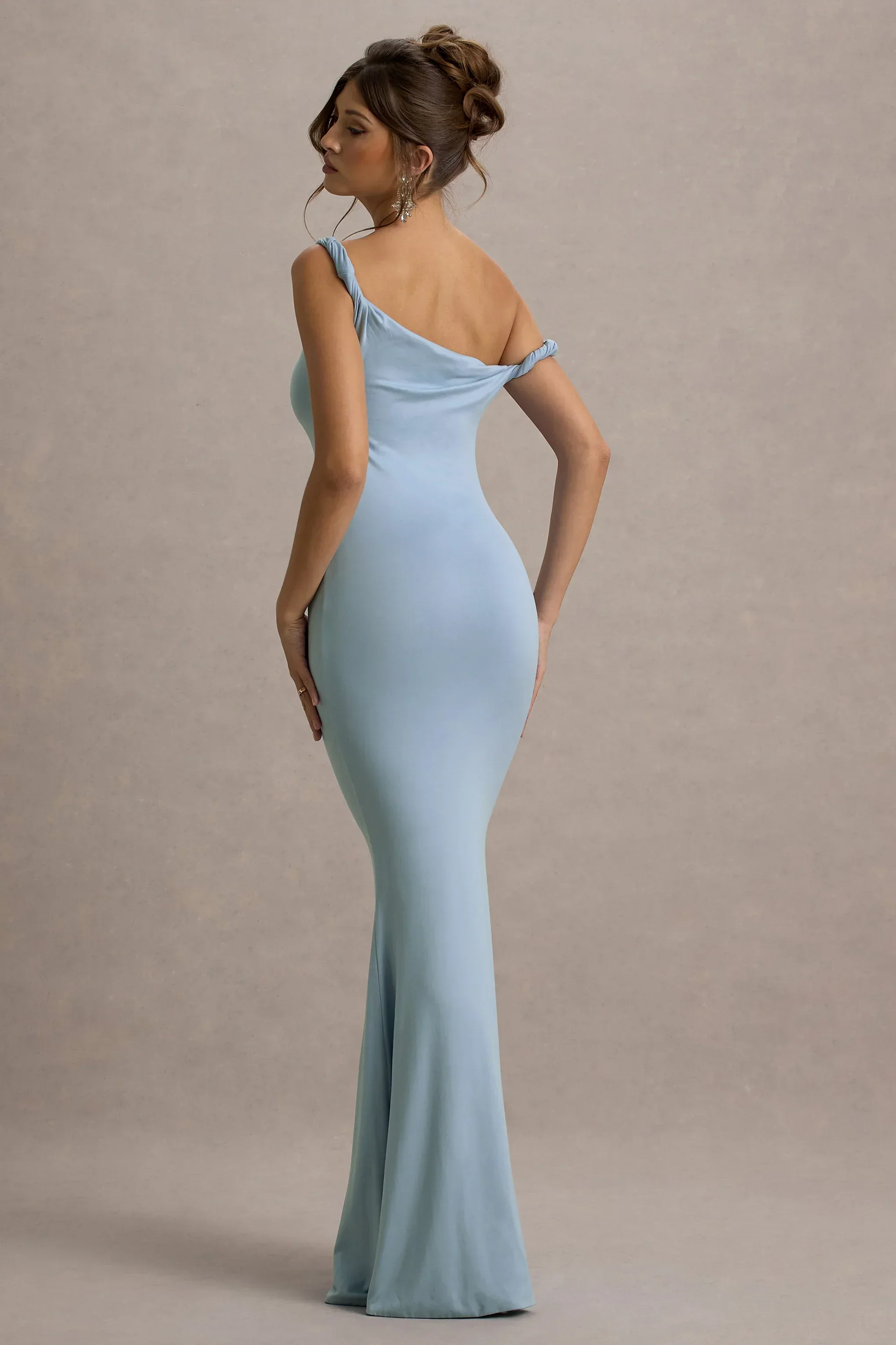 Lita | Powder Blue Twisted Asymmetric Maxi Dress