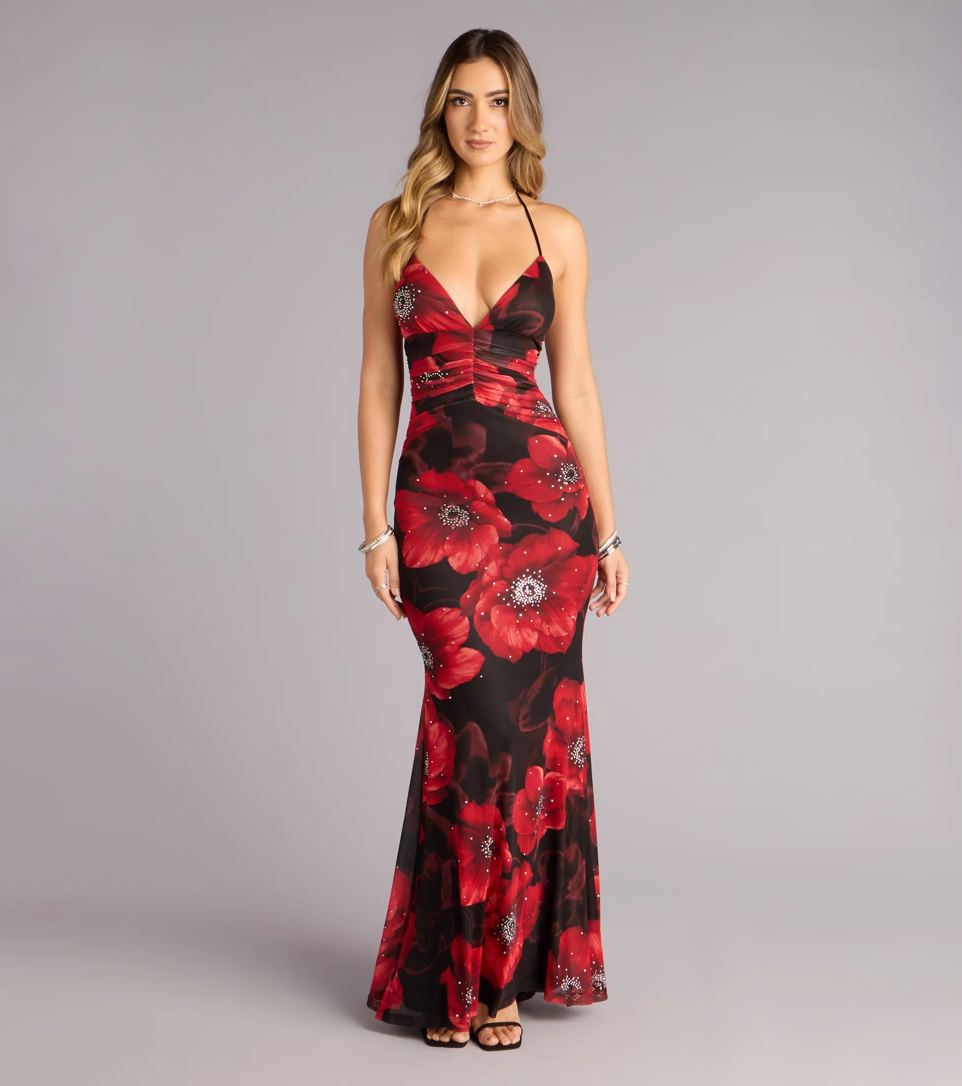 Mael Floral Rhinestone Mermaid Formal Dress