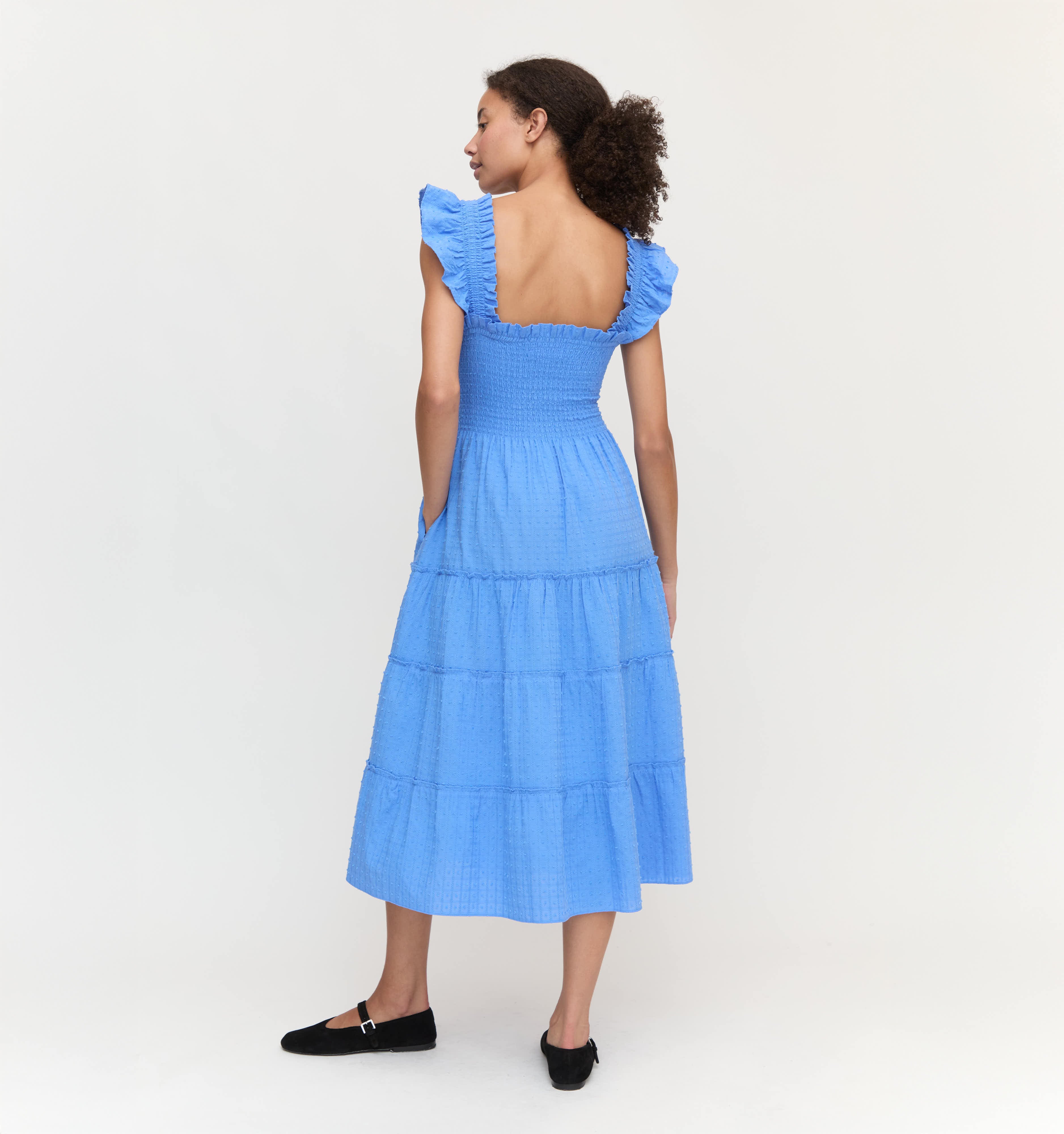 The Ellie Nap Dress - Hydrangea Blue Textured Clip Dot