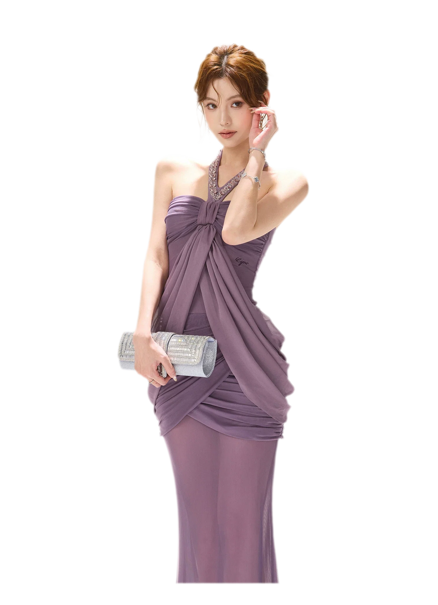 Mist Purple Mesh Fishtail Skirt