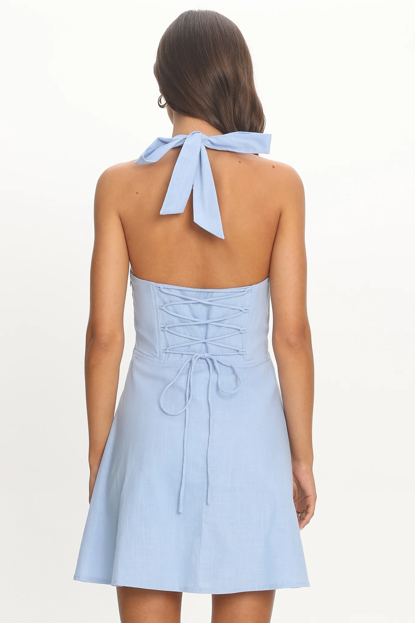Arwen Halter Mini Dress Baby Blue - luluinthesky