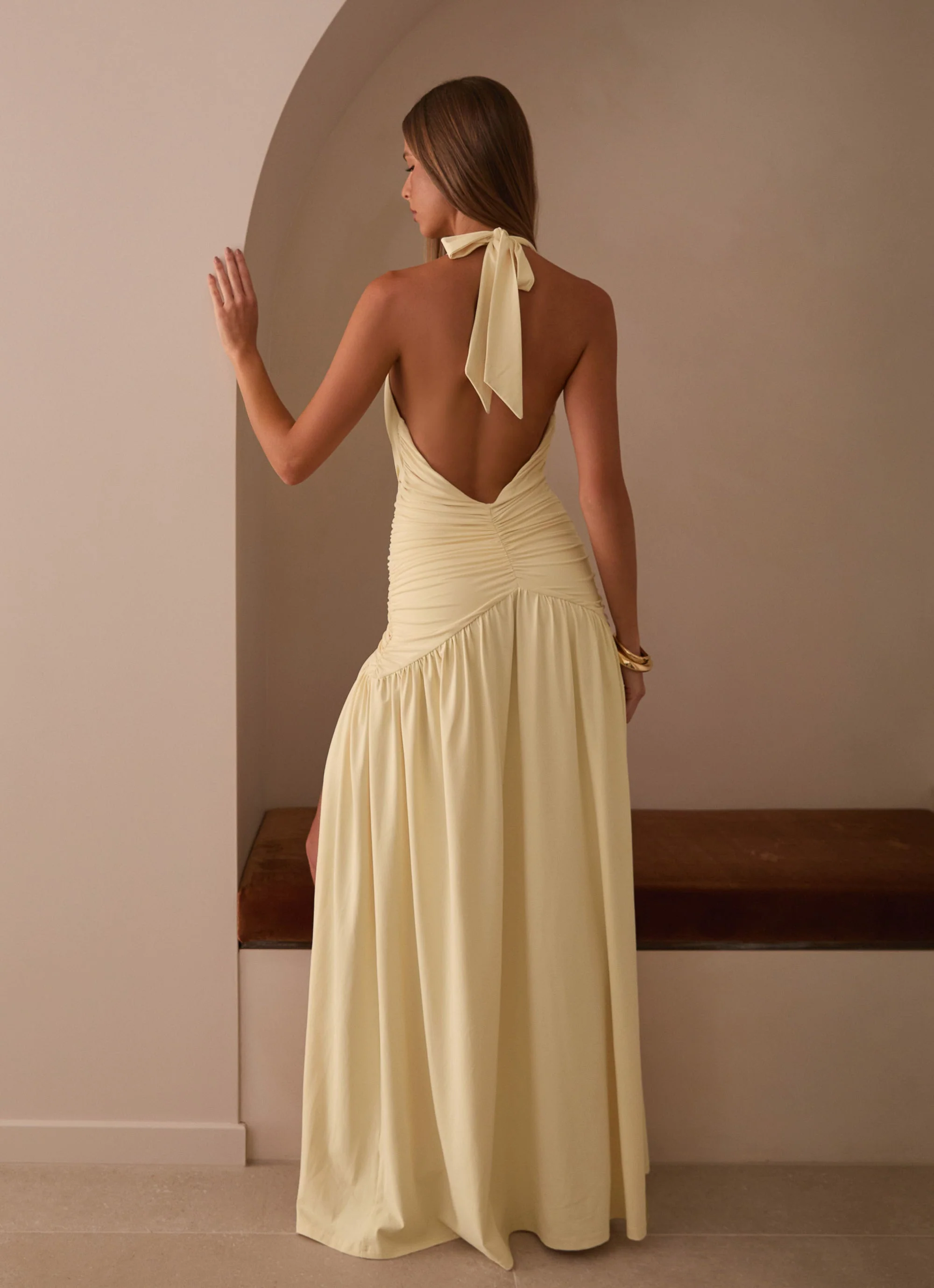 Makena Halter Maxi Dress - Yellow - luluinthesky