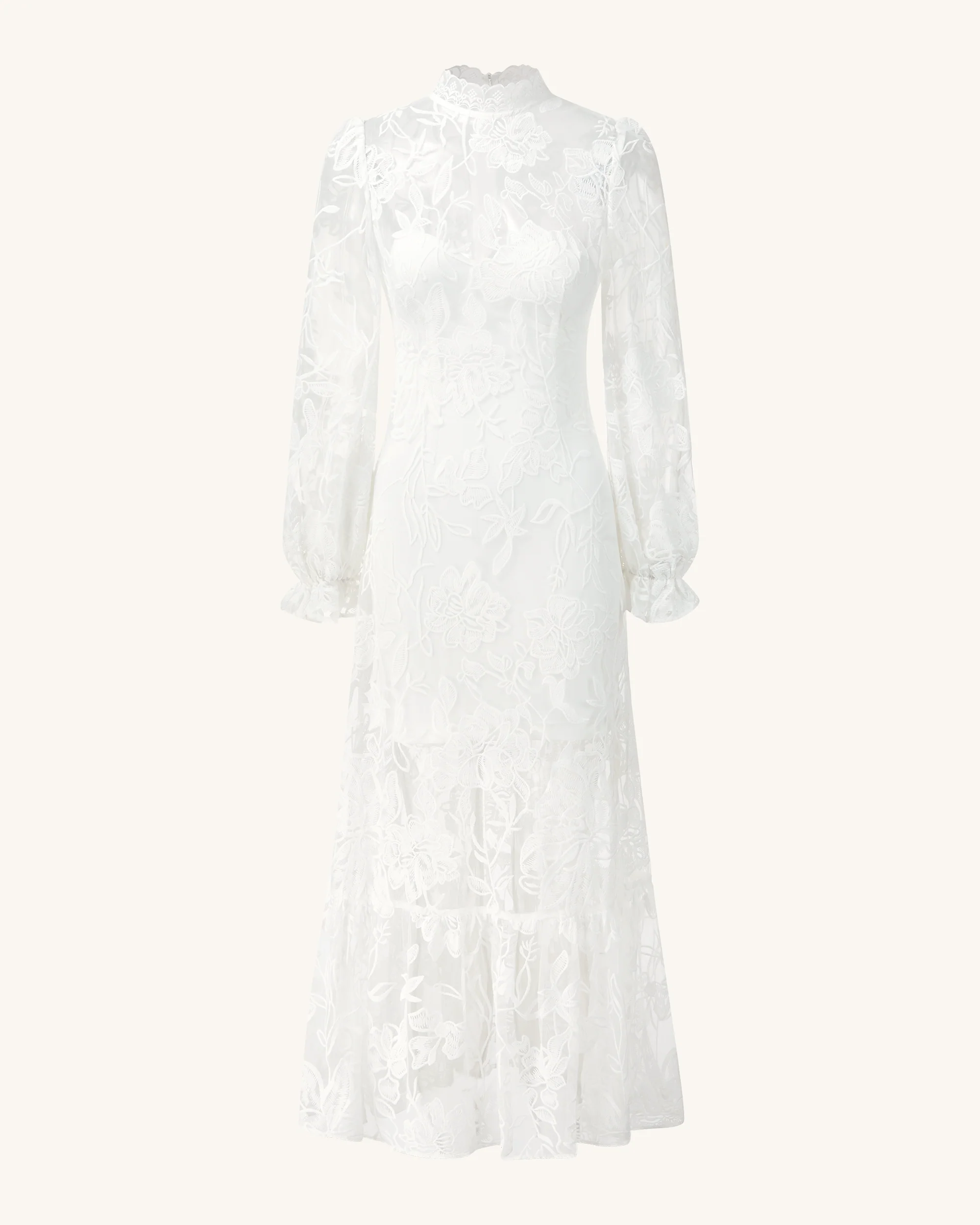 Elegant Lace Midi Dress - White - FASHION NOB