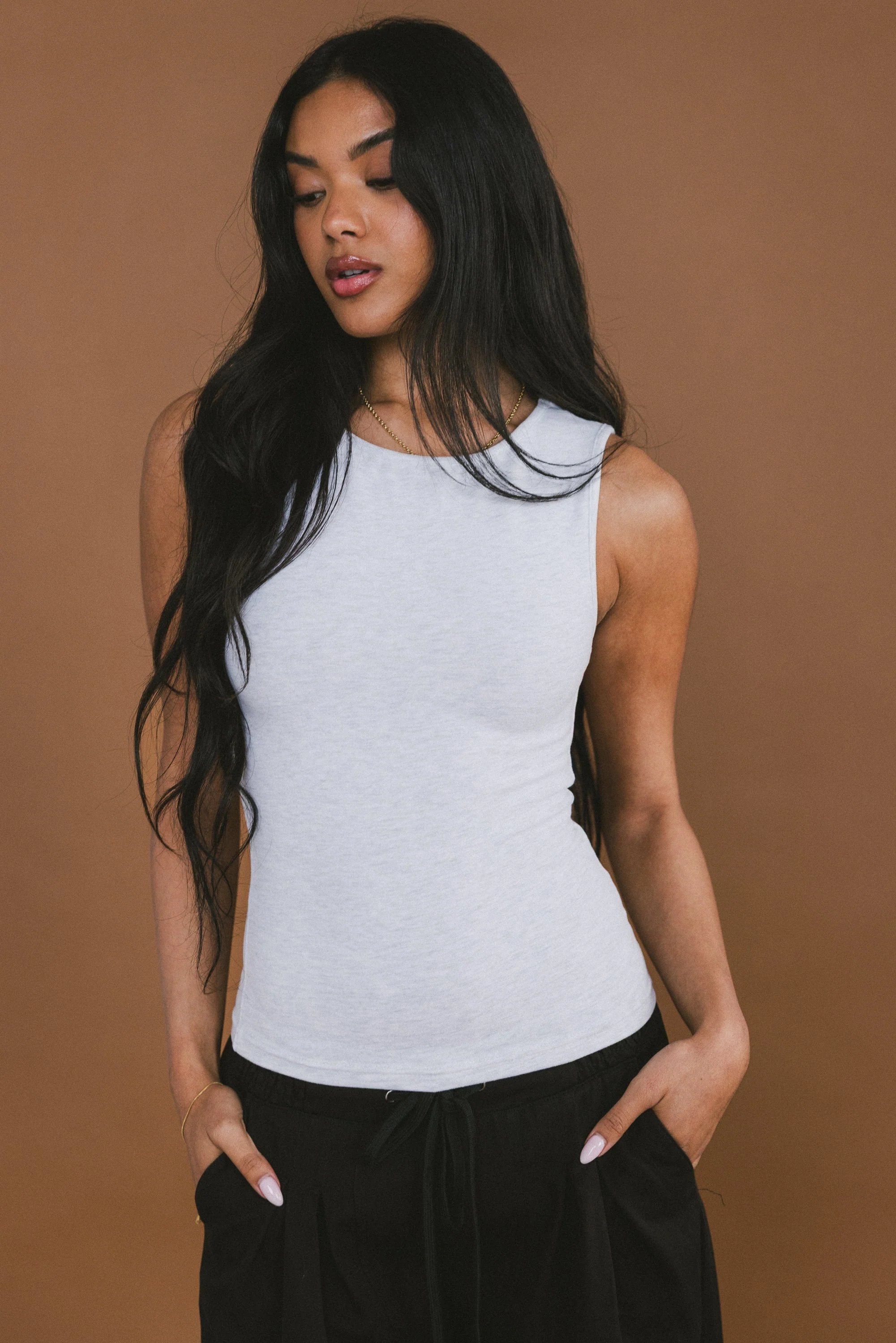 Alder Fitted Tank in Grey