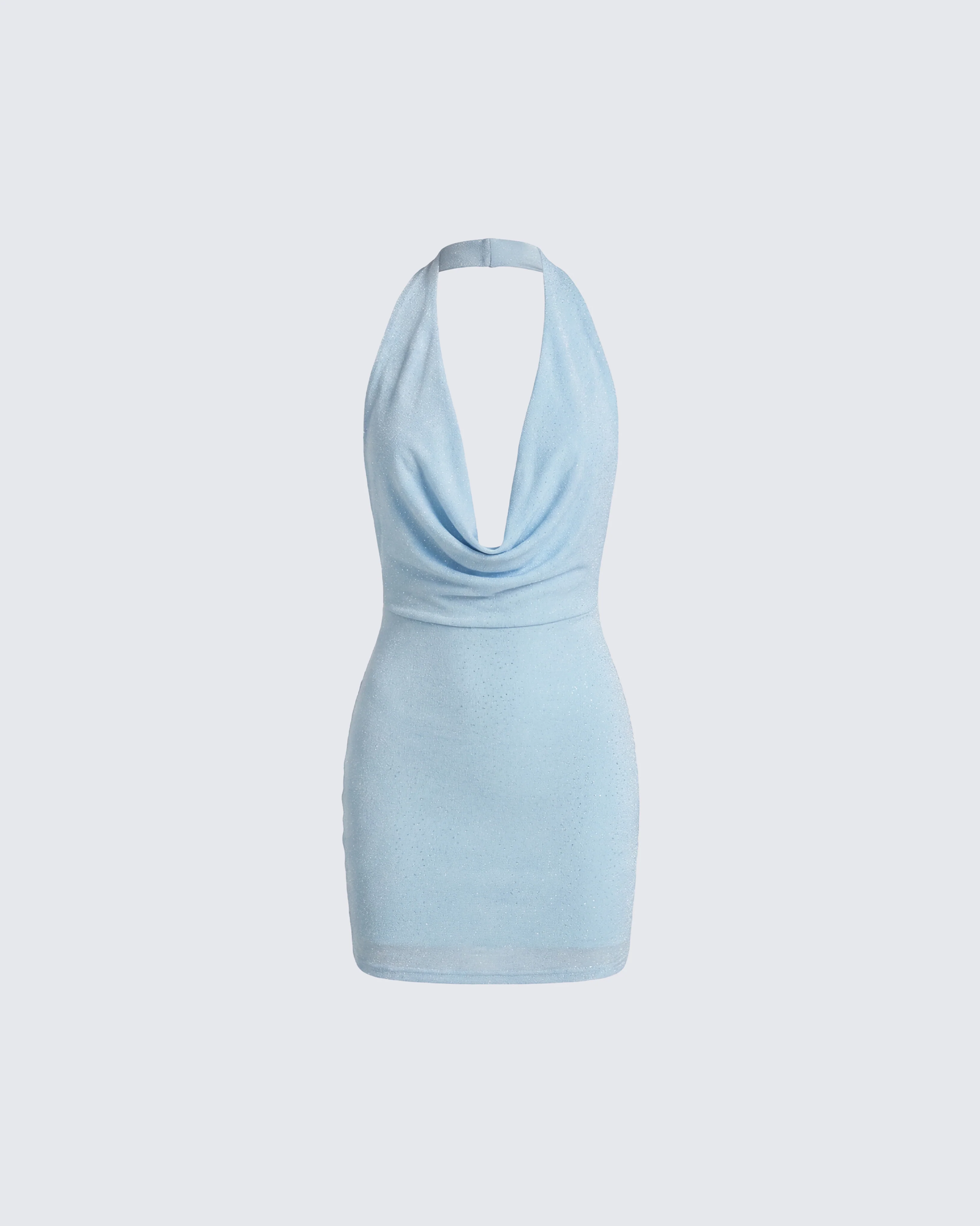 Akimi Blue Sparkle Halter Mini Dress