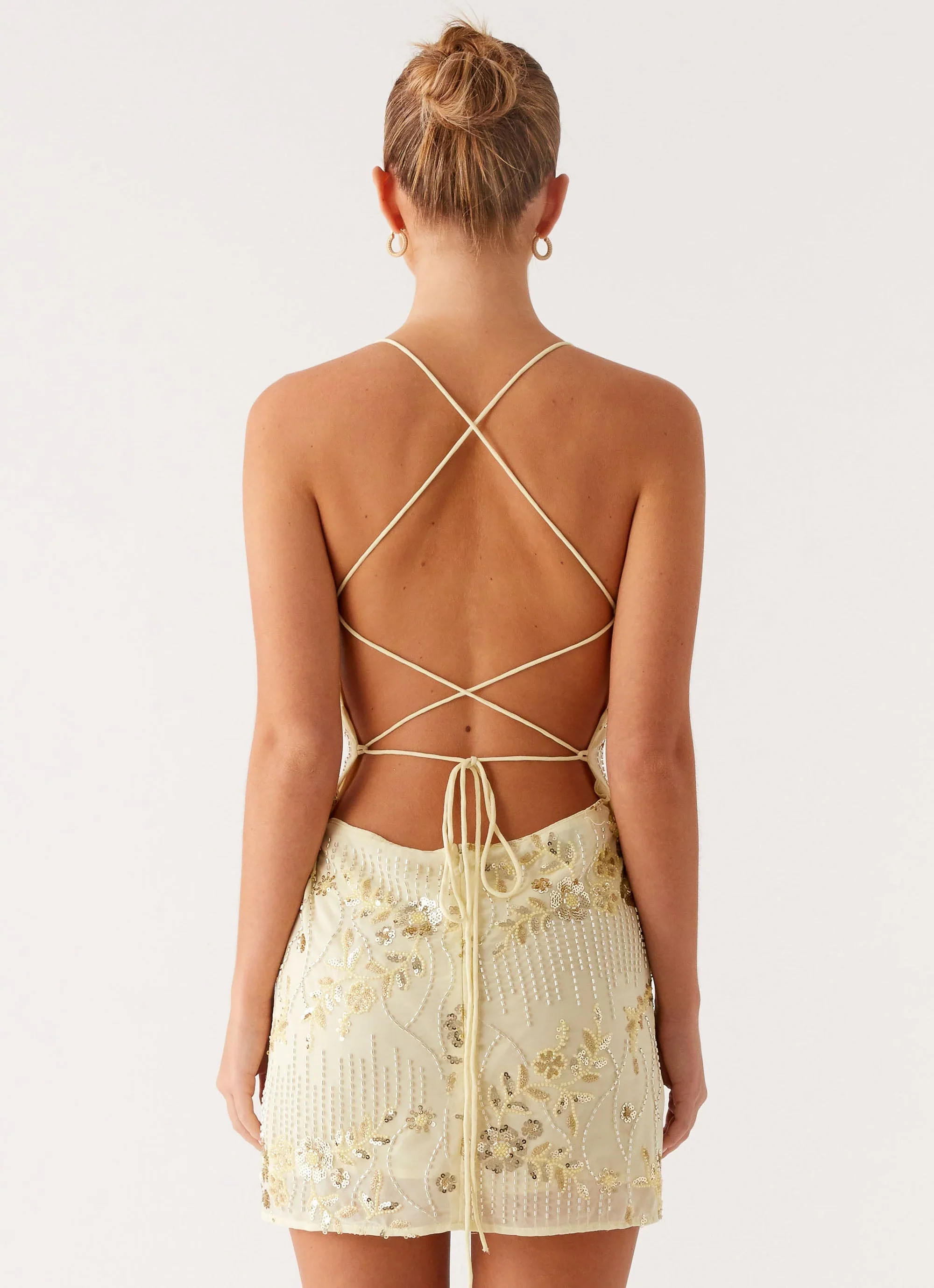 Vietta Sequin Cami Micro Mini Dress - Yellow