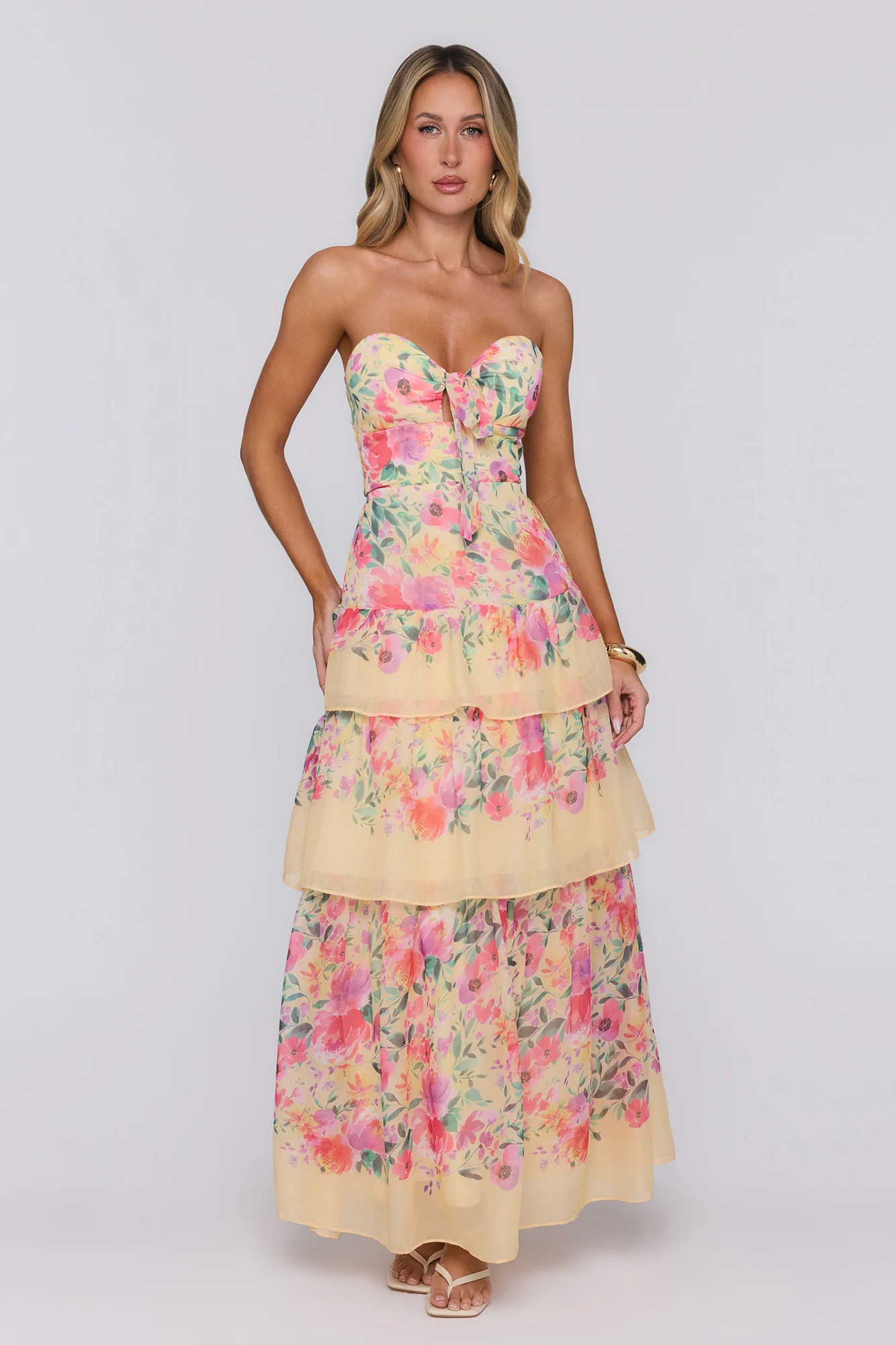 Spark Joy Strapless Maxi Dress Yellow