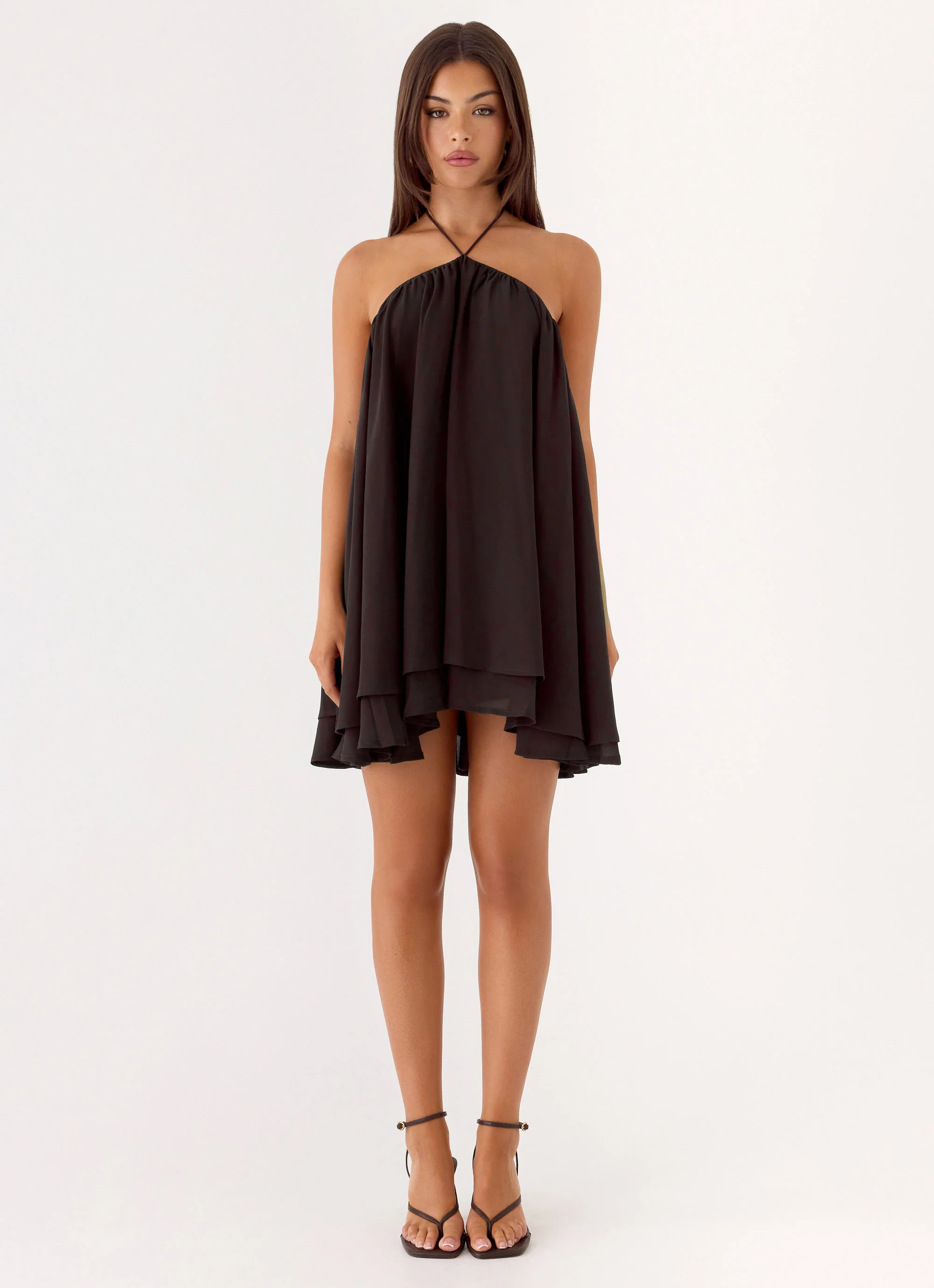 Alicelle Halter Mini Dress - Chocolate