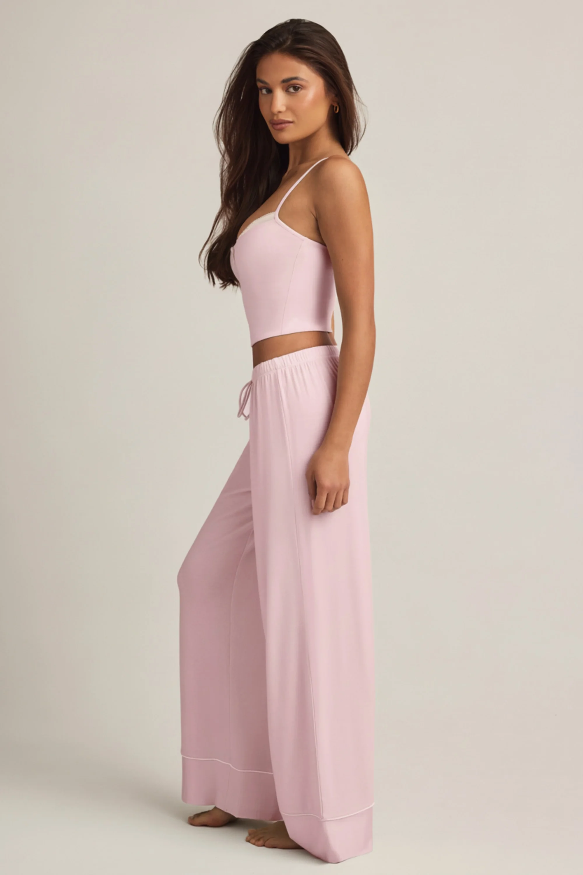 Modal Mid-Rise Pyjama Trousers in Baby Pink