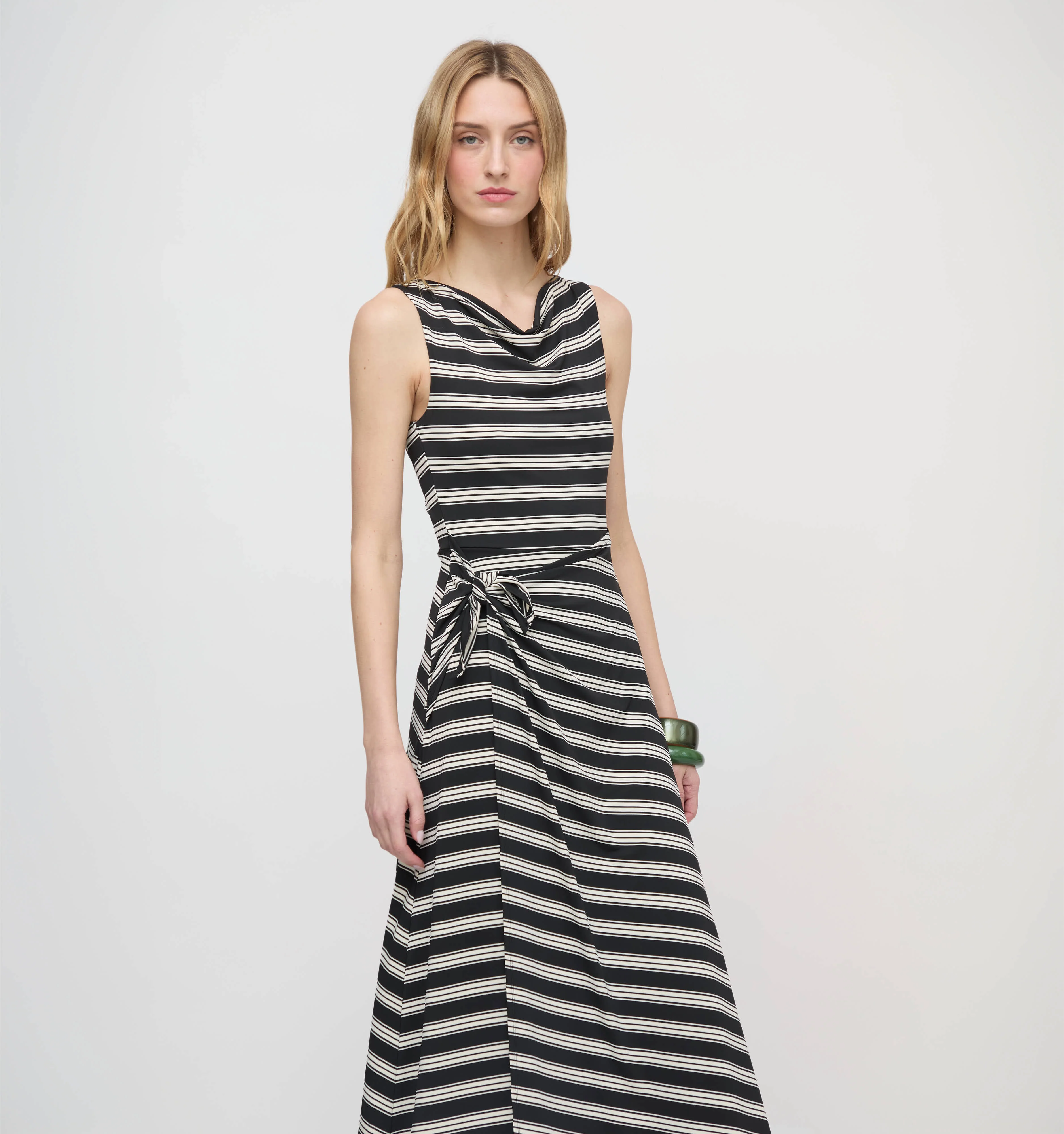 The Jayne Dress - Black/Ivory Stripe