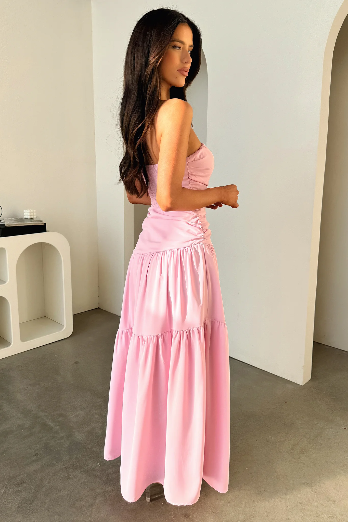 Charlotte Strapless Maxi Dress - Pink - luluinthesky