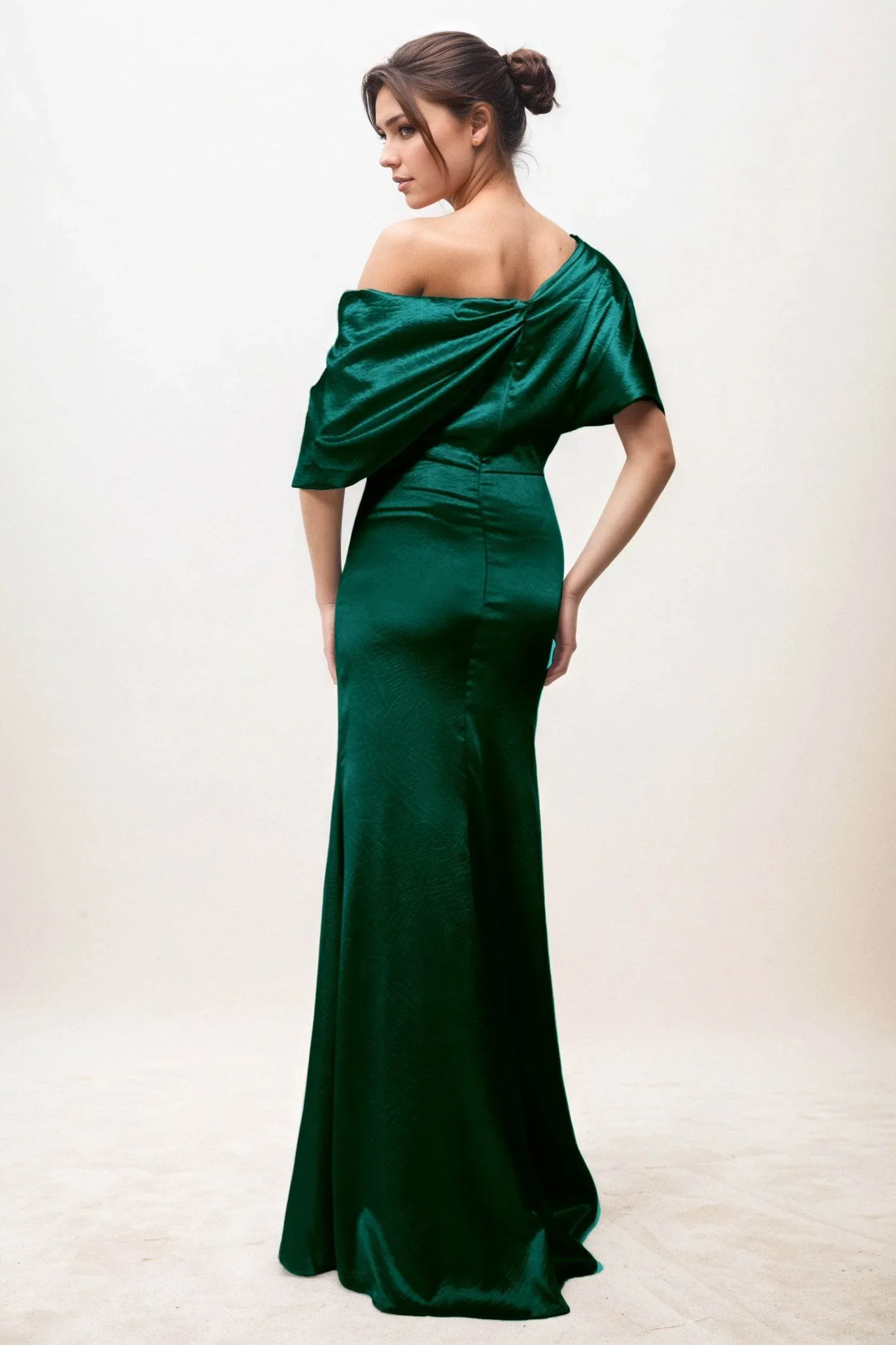 Trumpet-Mermaid Maxi Luxe Satin Wedding Guest Dress CG0300