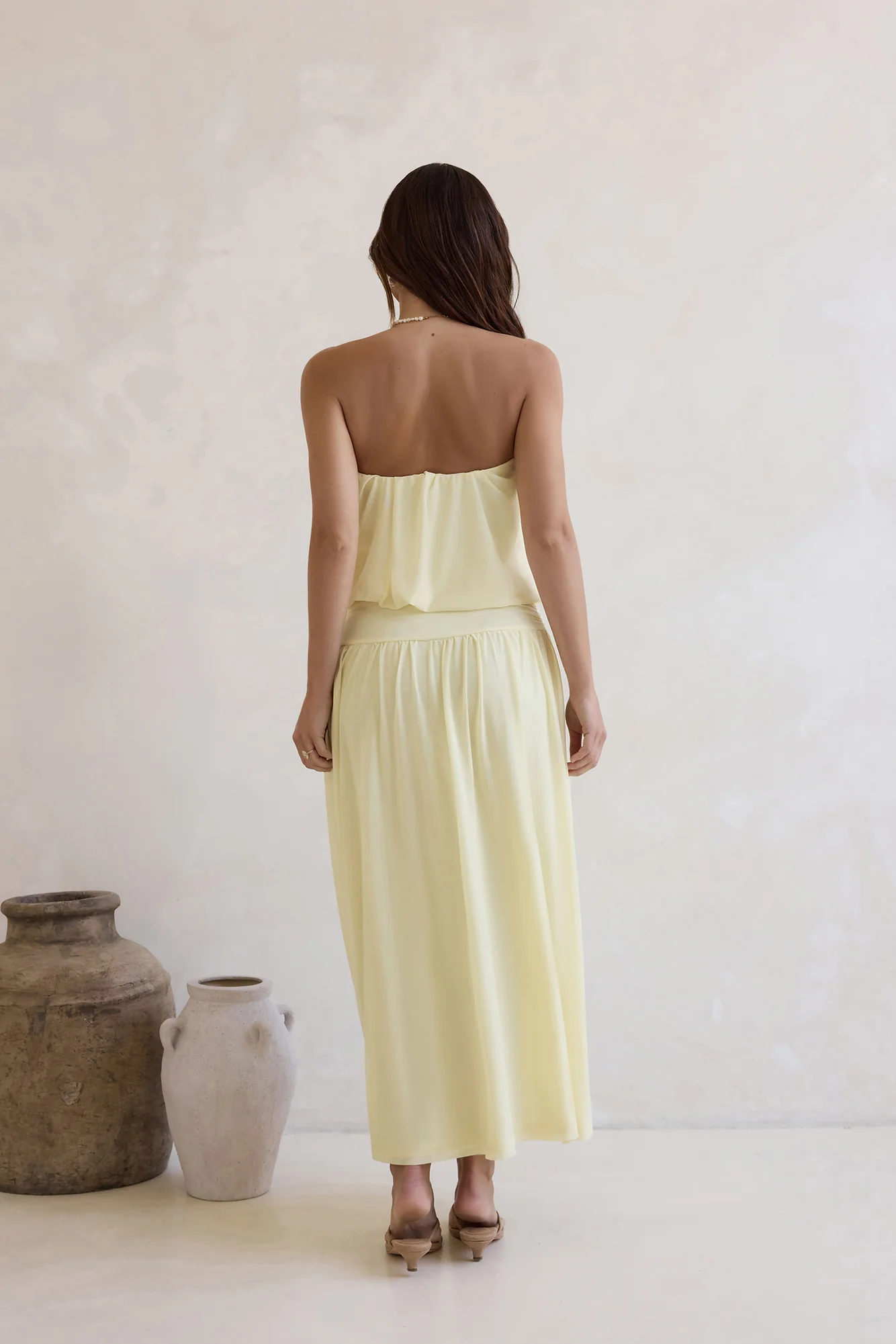 Calling Me Mesh Strapless Maxi Dress Yellow - luluinthesky