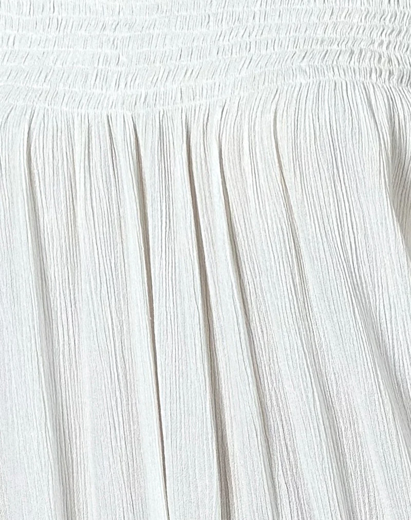 Panasi Bardot Babydoll Mini Dress in Off White