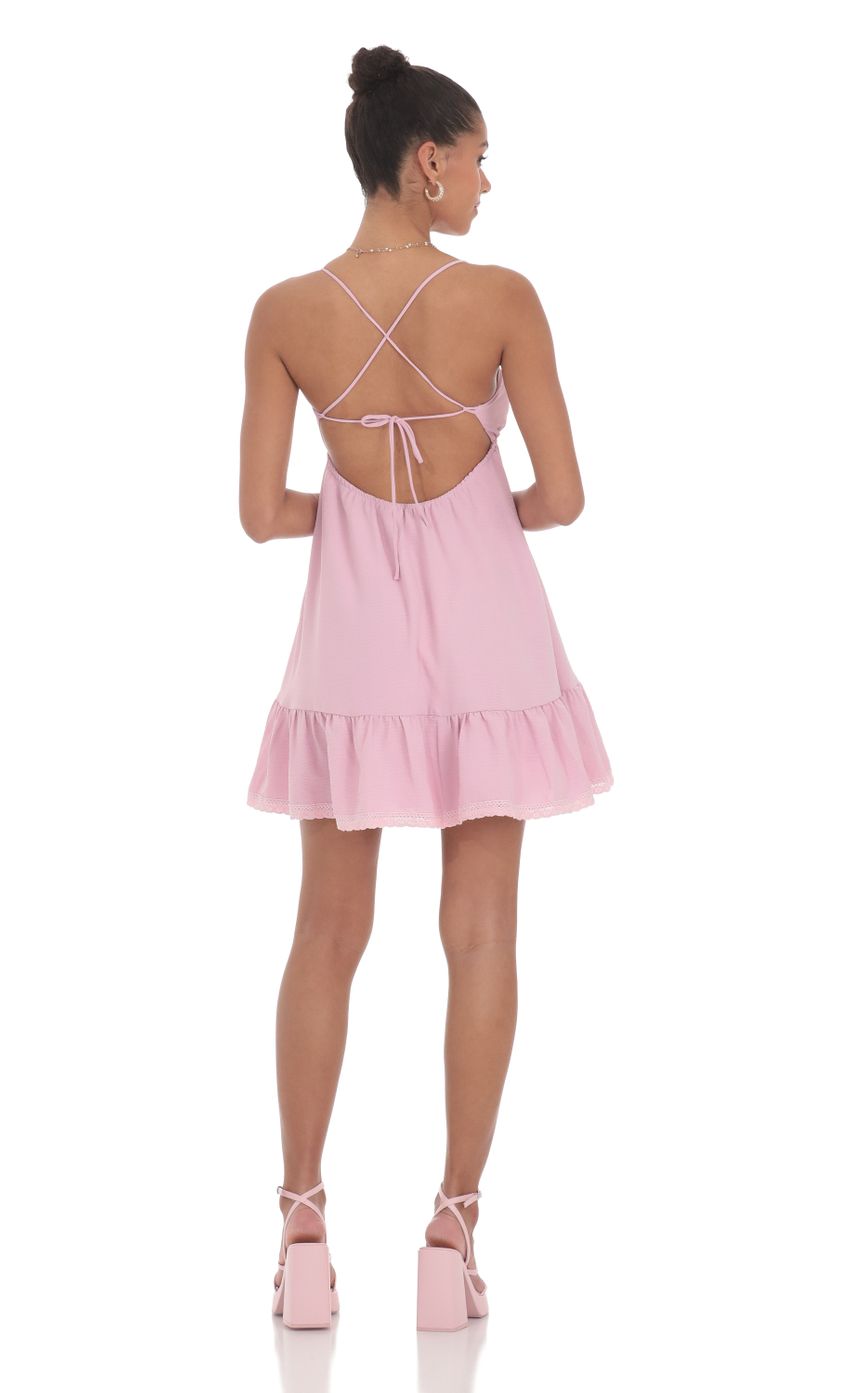 Front Tie Babydoll Dress in Pink