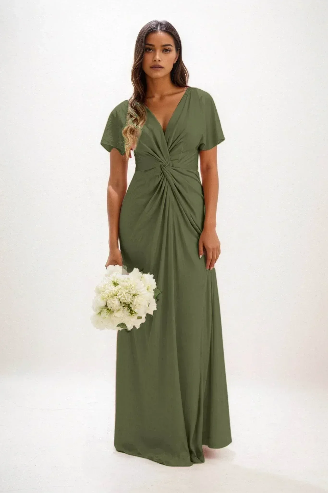 A-Line Maxi Luxe Satin Bridesmaid Dress CB0838