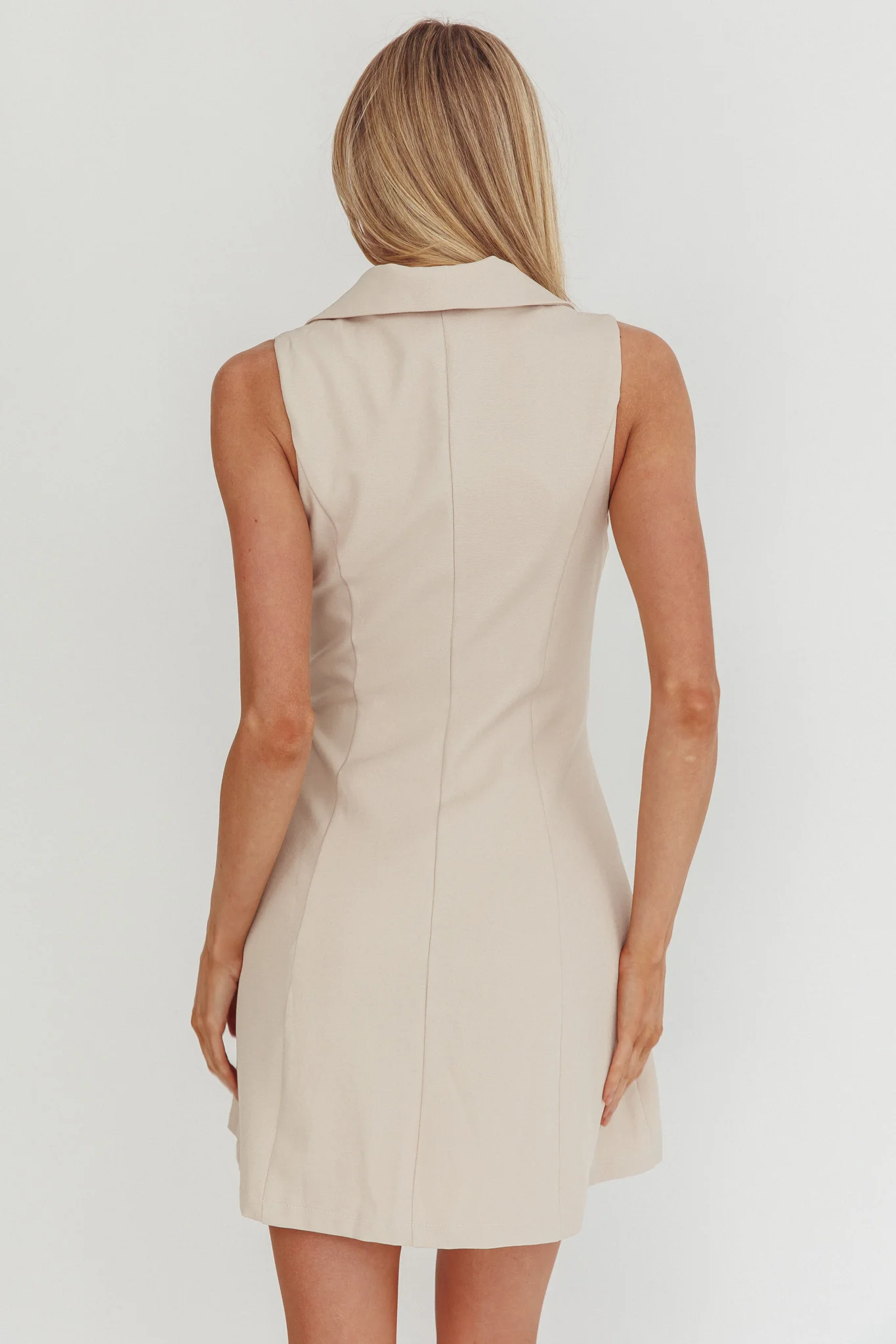 Cary Gold Button Collared Mini Dress Latte