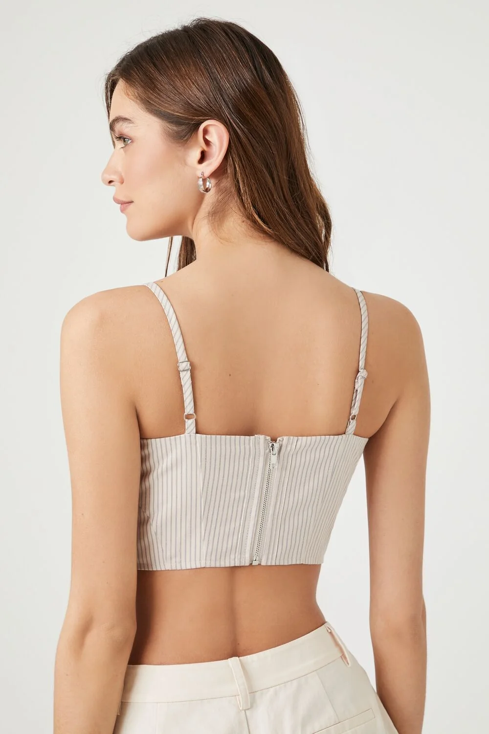 Pinstriped Bustier Cropped Cami