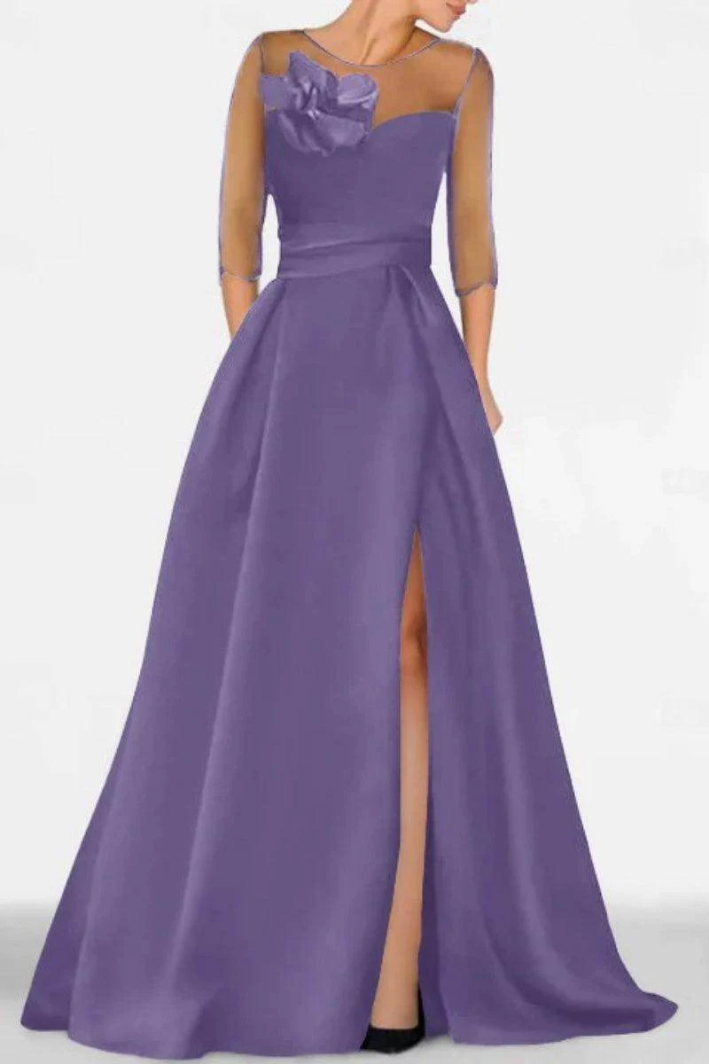 A Line Sweetheart 3/4 Sleeves High Split Mother Dresses CM0338