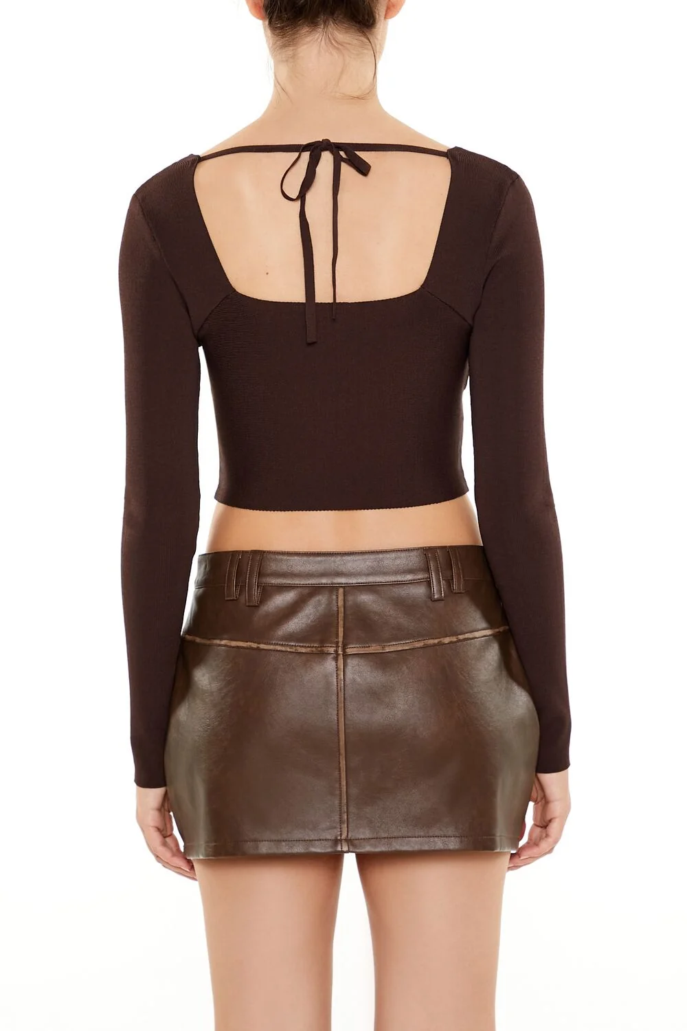 Sweater-Knit Crossover Crop Top