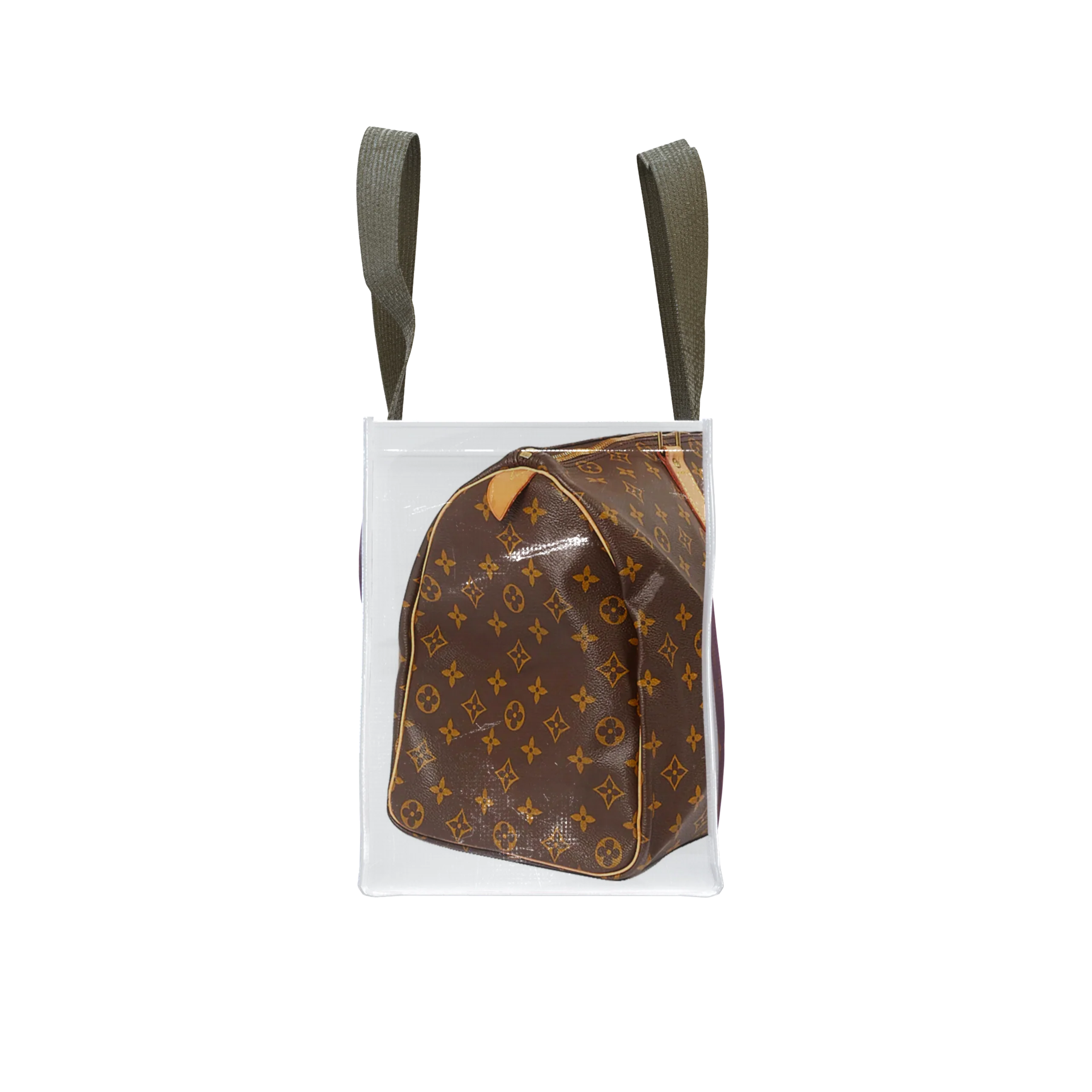 Tita Elvie Duffle Grocery Bag, Brown Canvas, Large