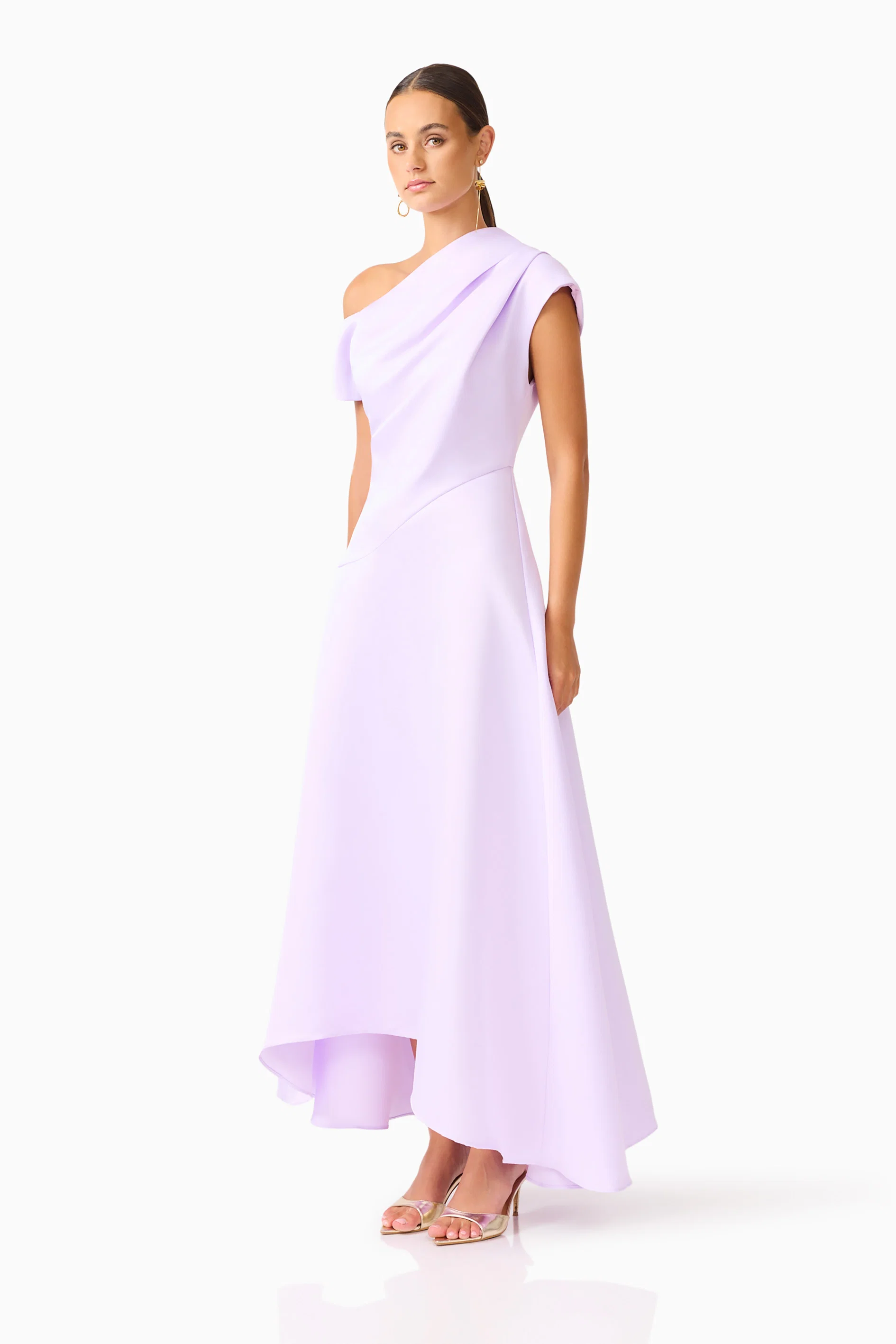 Marissa One Shoulder Gown in Purple