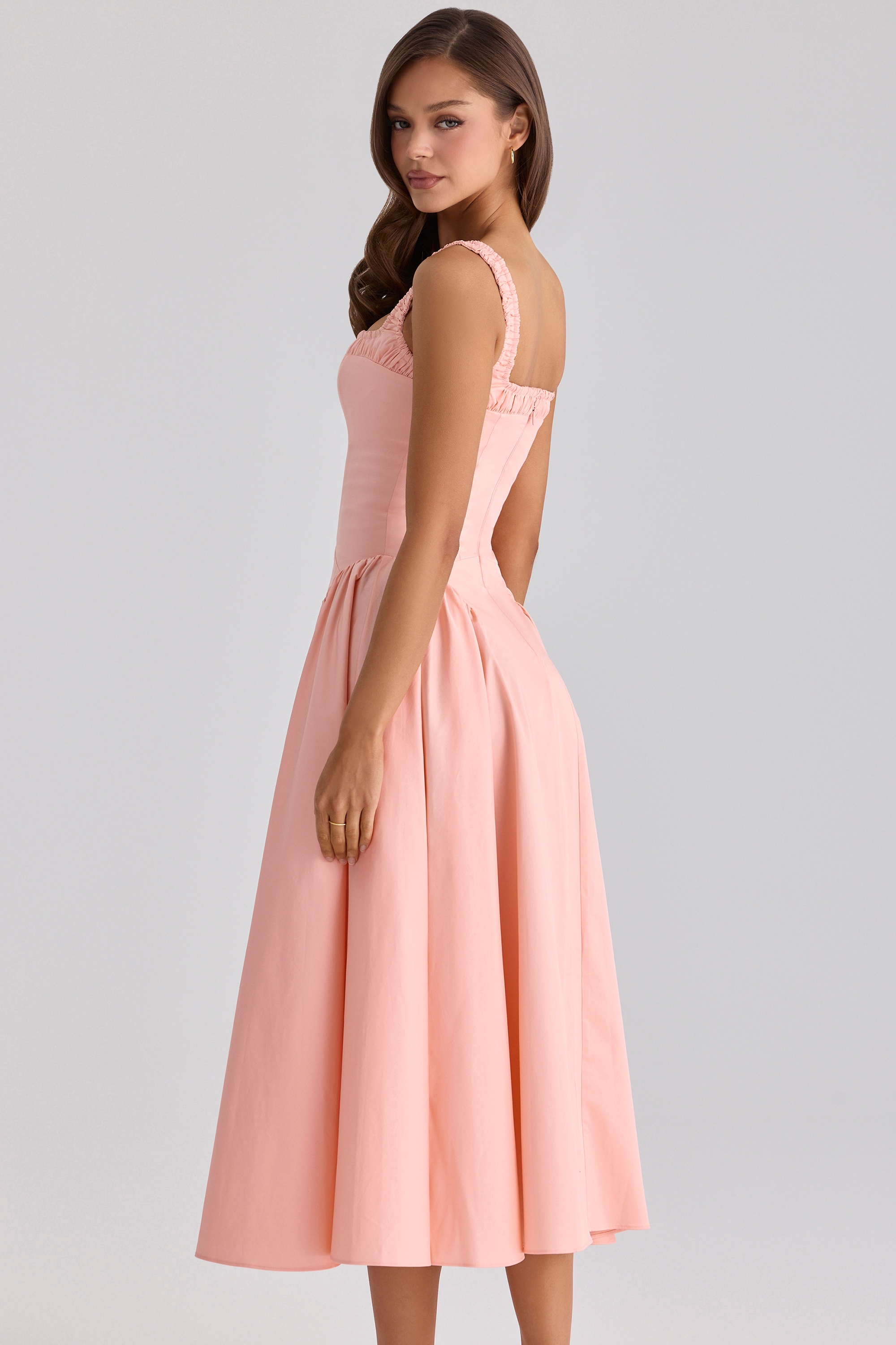 Peach Cotton Midi Sundress