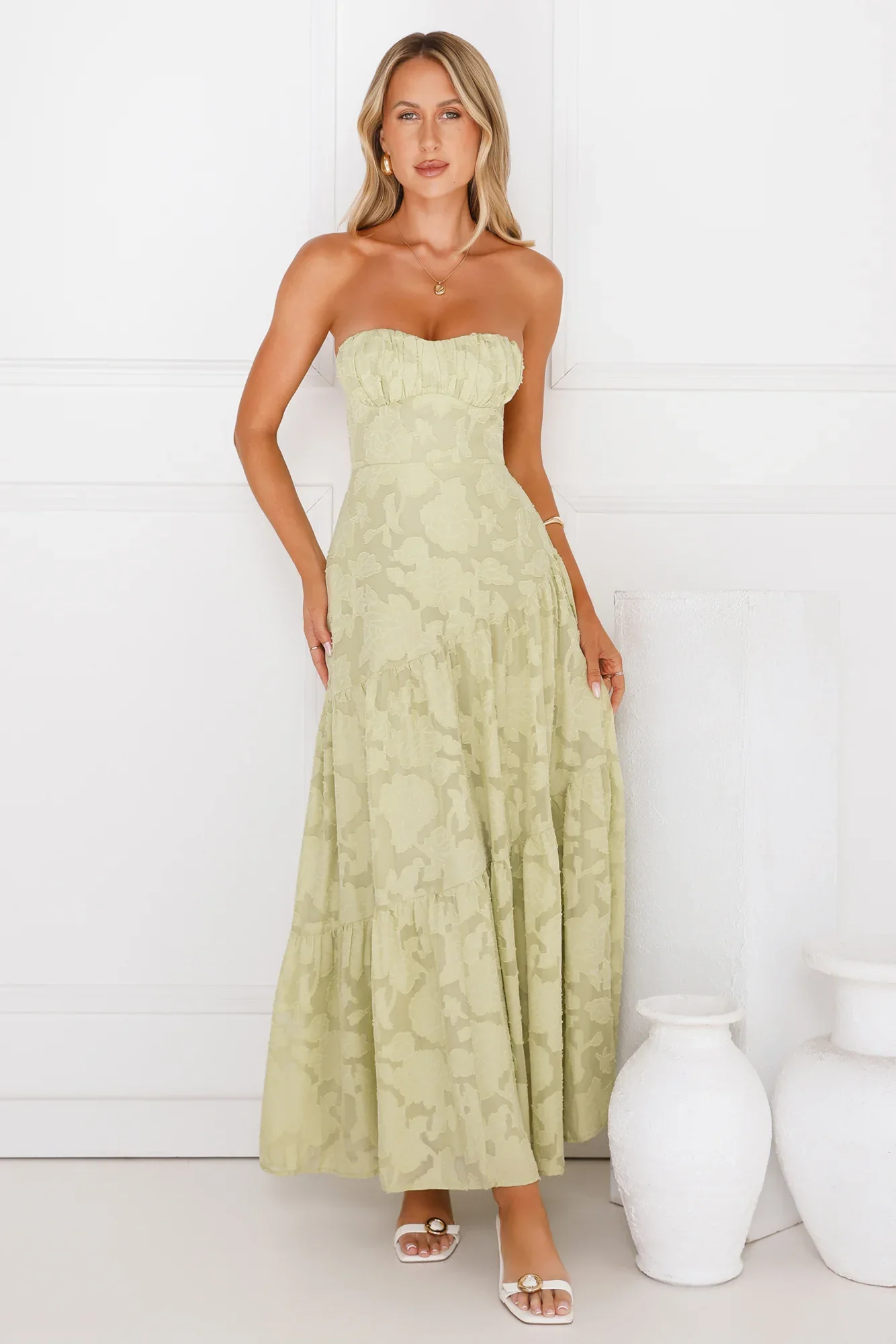 My Best Strapless Maxi Dress Sage