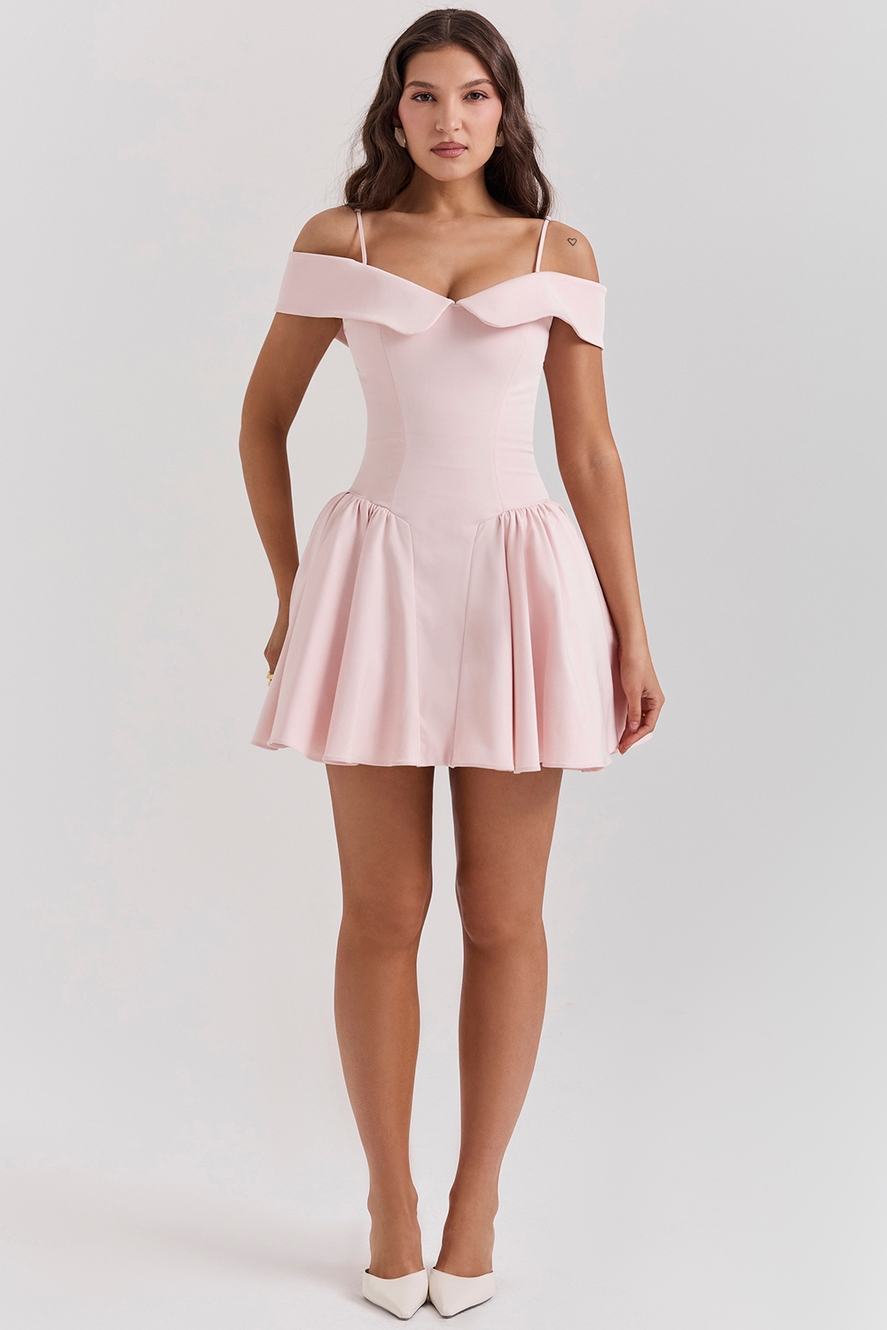 Ballerina Pink Off Shoulder Mini Dress
