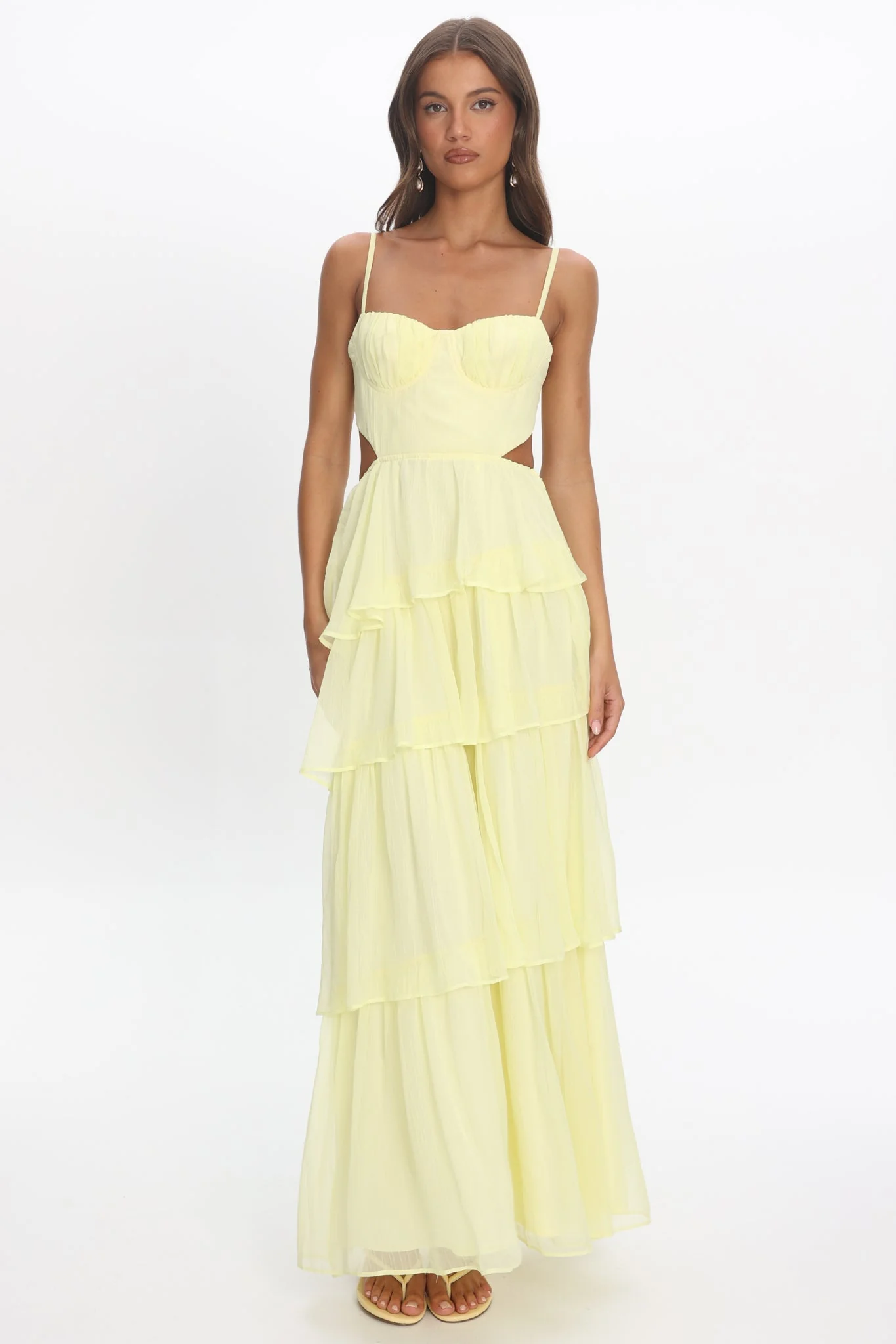 Vianne Tiered Cut-Out Maxi Dress Butter